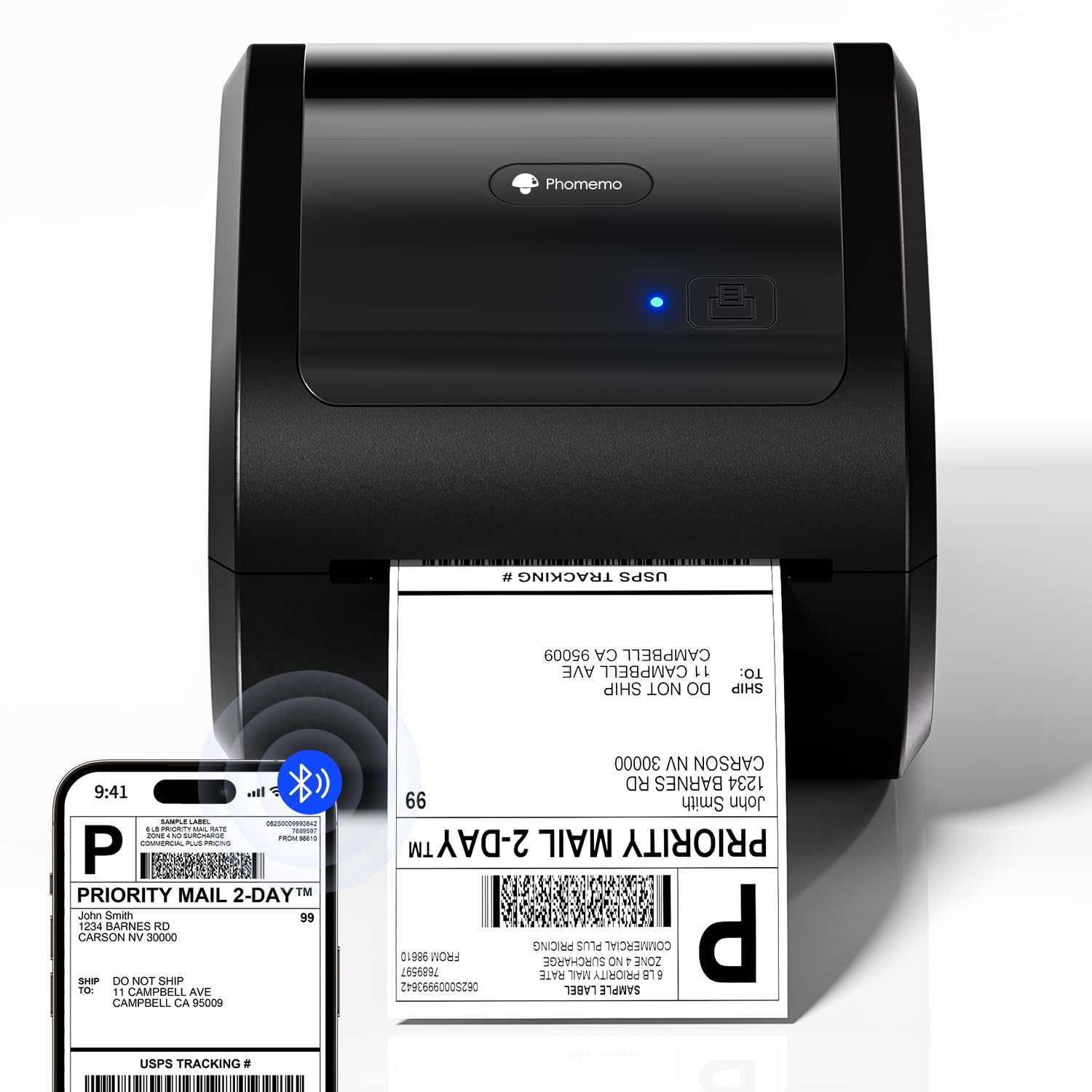 Phomemo D520BT 4x6 Bluetooth Thermal Label Printer - Wireless Shipping Label Maker with Built-in Holder, Compatible with Amazon USPS Shopify eBay - Perfect for E-commerce, Small Business & Home Shipping Needs