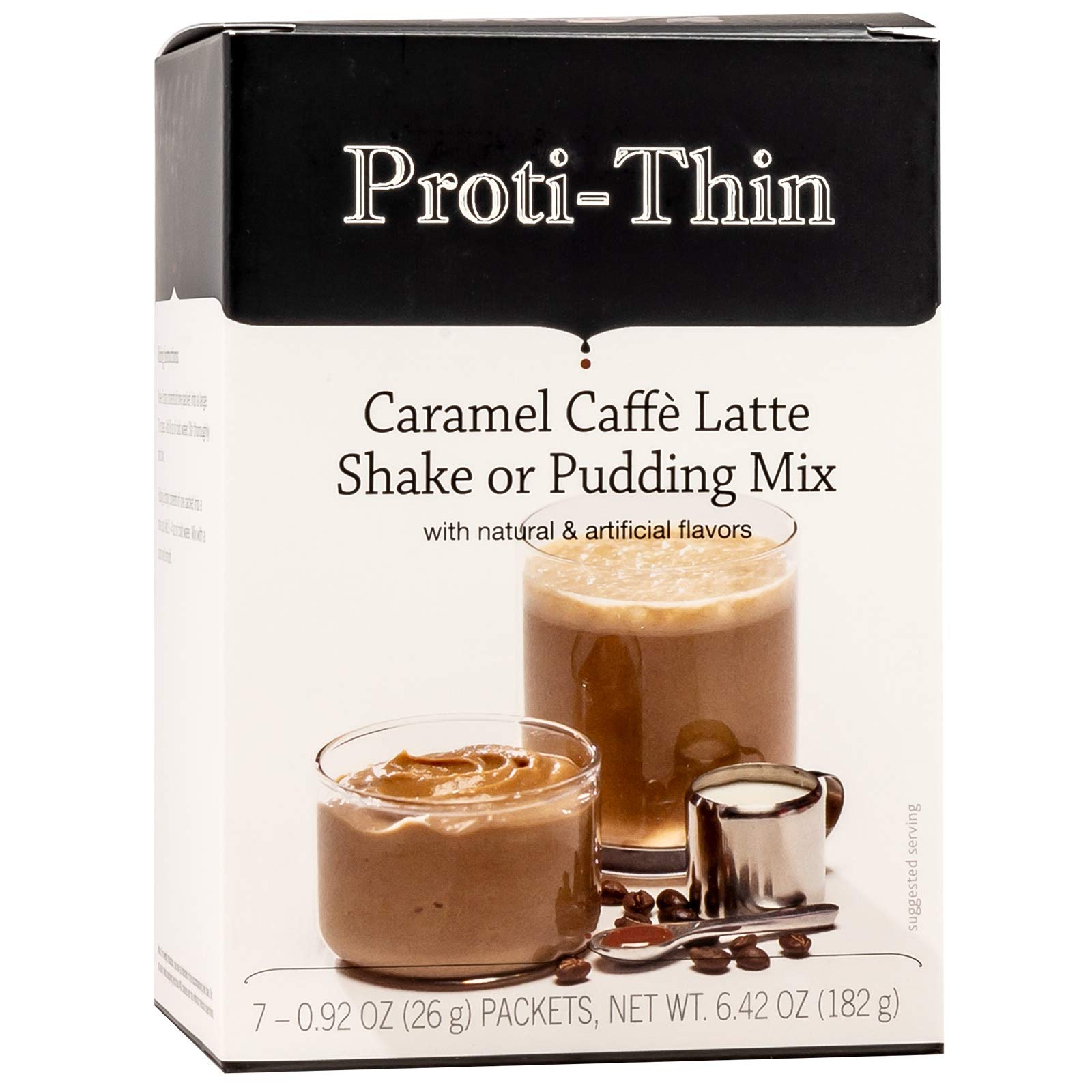 High Protein Caramel Cafe Latte Shake Mix - Proti-Thin Diet Supplement, Aspartame-Free & Gluten-Free, 7 Servings per Pack - Perfect for Weight Loss, Meal Replacement & On-the-Go Nutrition
