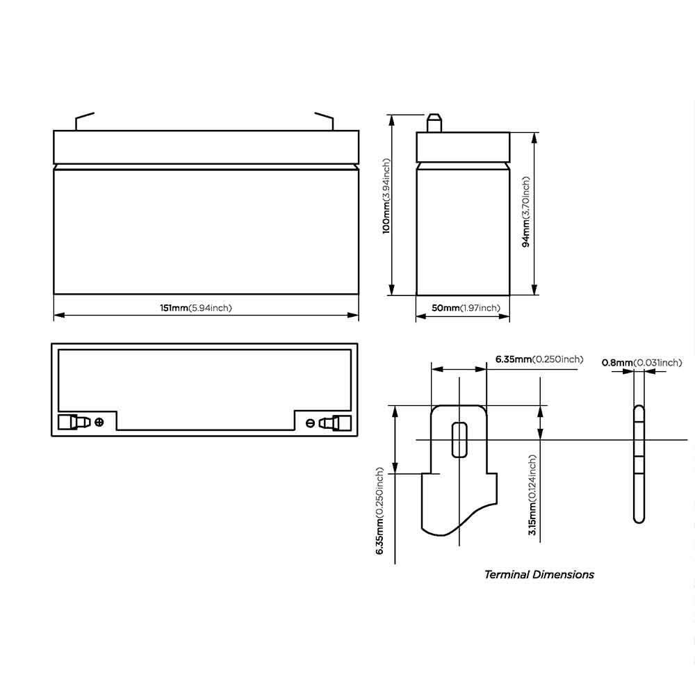 Pro II 2000 Rackmount Replacement 6V 12AH SLA Batteries - Rechargeable High Rate Sealed Lead Acid Battery Pack (8-Pack) - Perfect for Server Racks, UPS Backup Systems & Industrial Equipment