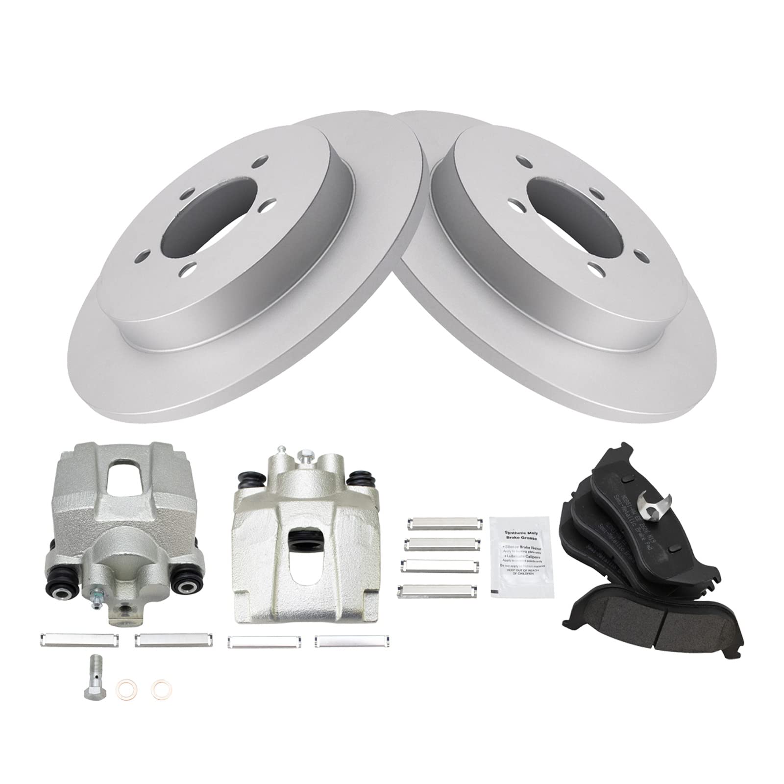 TRQ Rear Brake Pad and Rotor Kit - Semi-Metallic Brake Pads with G-Coating - Compatible with 2002-2005 Ford Explorer & Mercury Mountaineer - Perfect for Daily Commuting and Off-Road Adventures