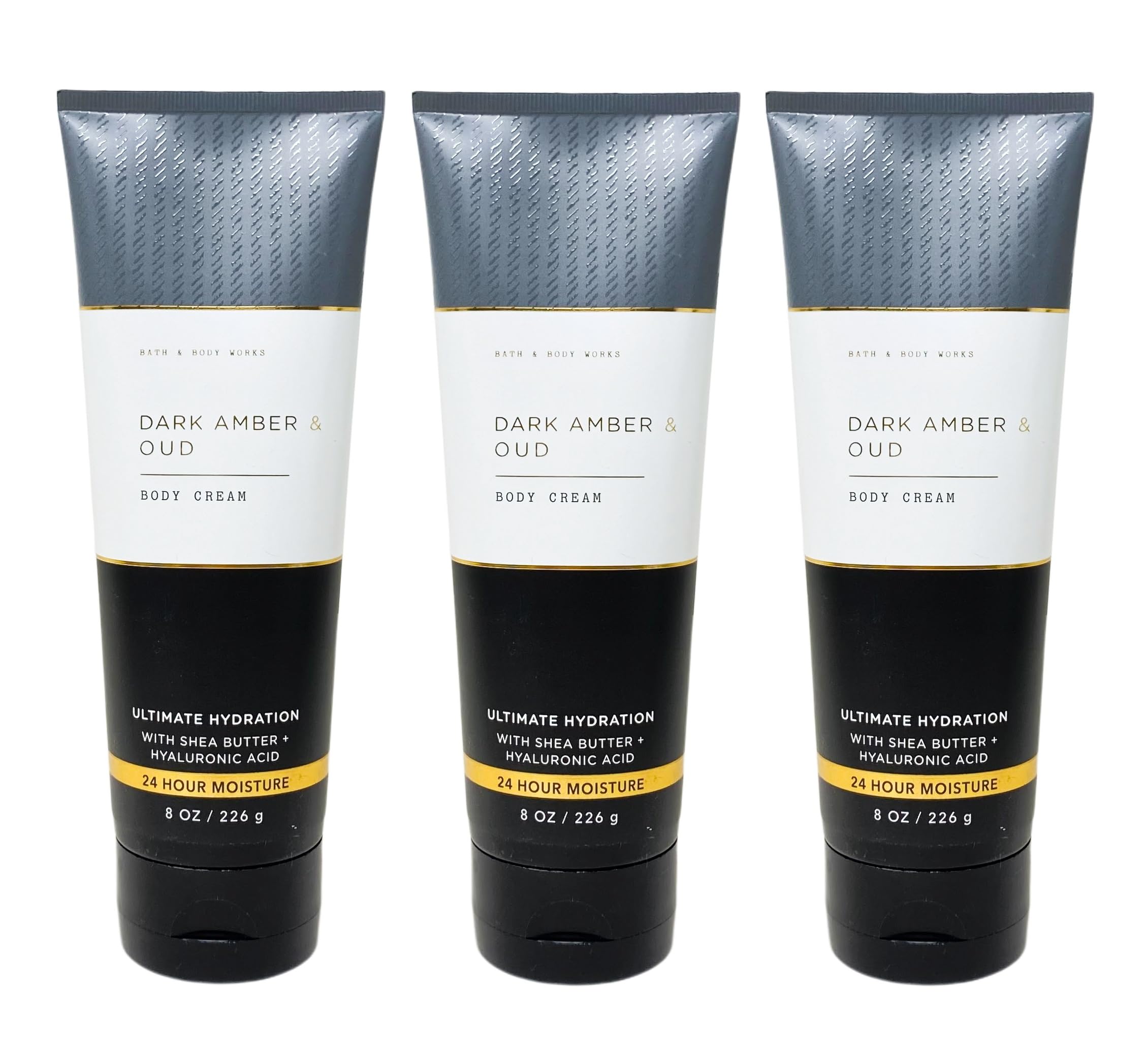 DARK AMBER & OUD Ultimate Hydration Body Cream for Men - 3 Pack Full Size Value Set | Bath & Body Works Men's Collection | Moisturizing Lotion for Dry Skin, After Shave Care & Daily Hydration