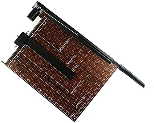 HLR Professional Guillotine Paper Cutter - 12 Inch Heavy Duty Paper Trimmer with Safety Lock, Precision Cutting for Office, School & Craft Projects (Brown) - Perfect for Scrapbooking, Card Making & Document Preparation