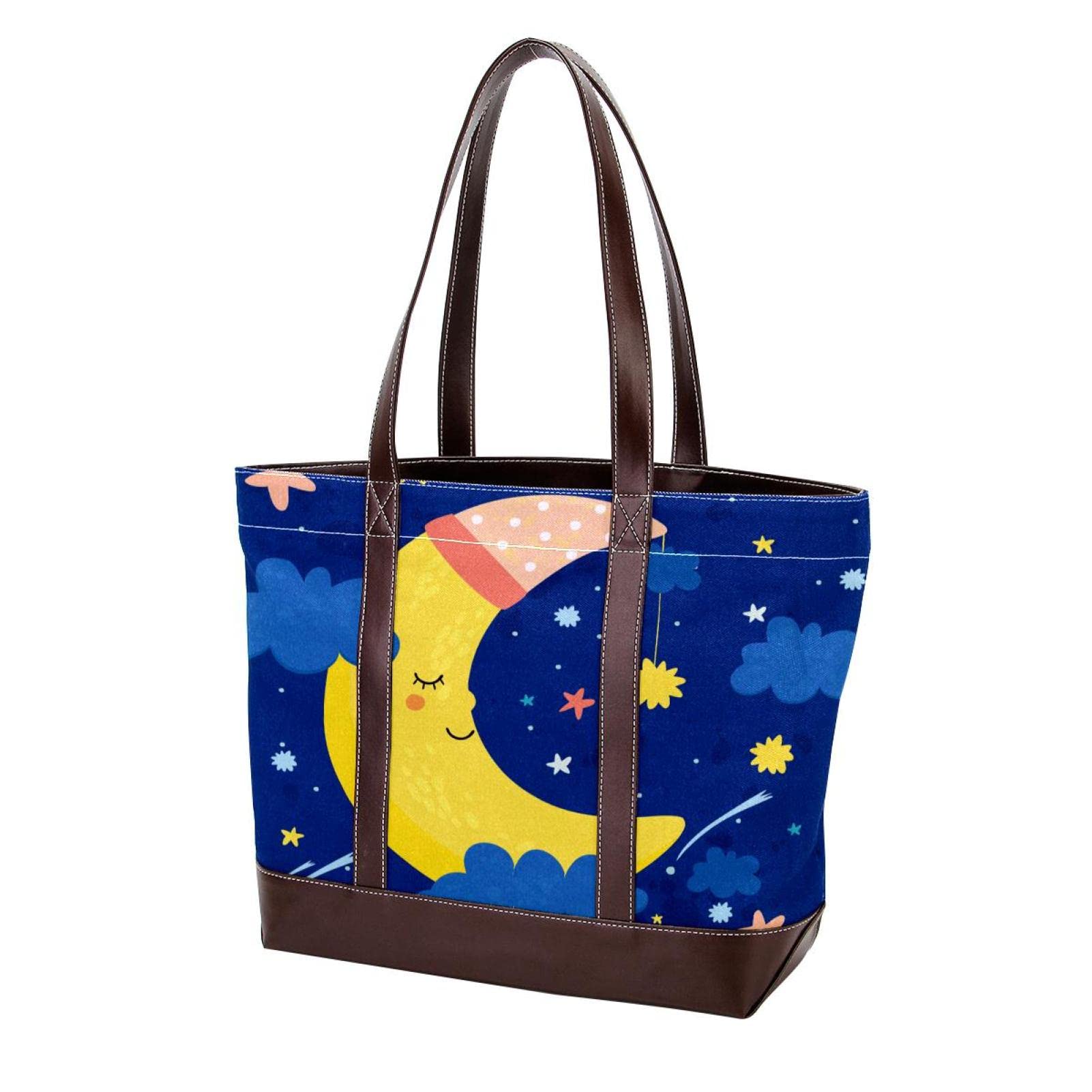 Stylish Space Stars Rocket Planets Tote Bag - Large Leather Canvas Purse for Women, Durable Shoulder Satchel Hobo Handbag with Top Handle | Perfect for Work, Travel & Everyday Use