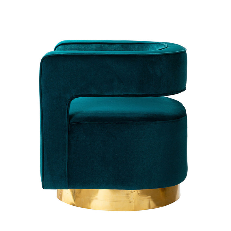 Agata Velvet Swivel Barrel Armchair - Modern Velvet Accent Chair with 360° Rotation for Living Room, Bedroom & Office