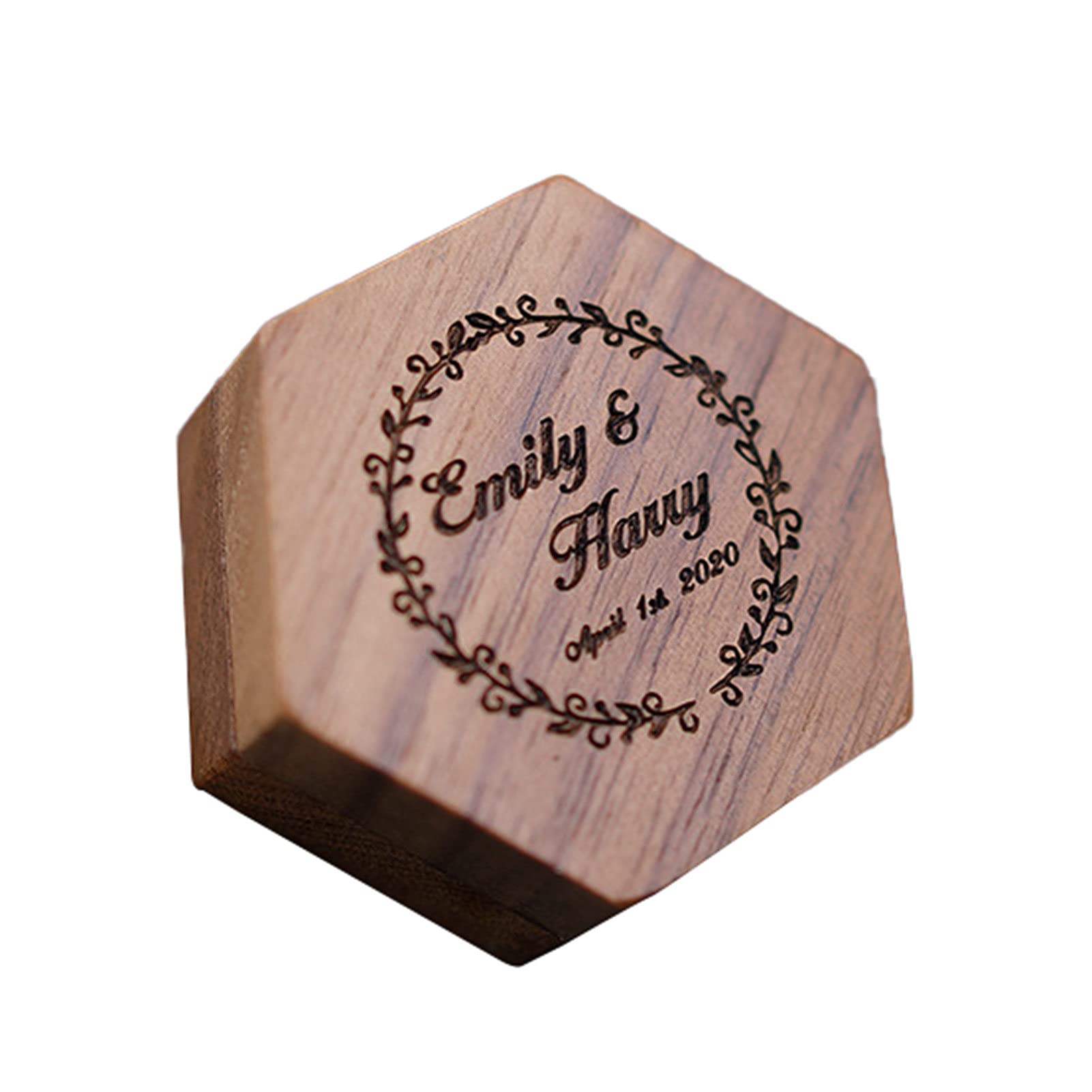 Luxury Hexagonal Wooden Ring Box - Elegant Wedding Ring Holder with Fine Texture for Engagement, Proposal & Anniversary Gifts - Perfect for Bridal Jewelry Storage & Romantic Occasions