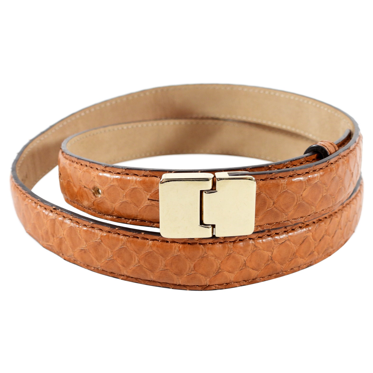 Chloe Vintage Tan Brown Snakeskin Thin Belt 28-31