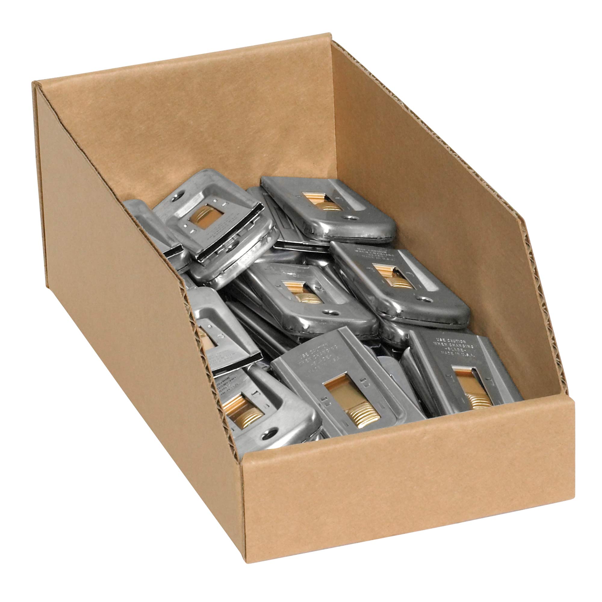 50 Pack Kraft Open Top Bin Boxes 6x18x4.5 Inches - Shipping, Storage & Moving Supplies for Home Office Warehouse Organization