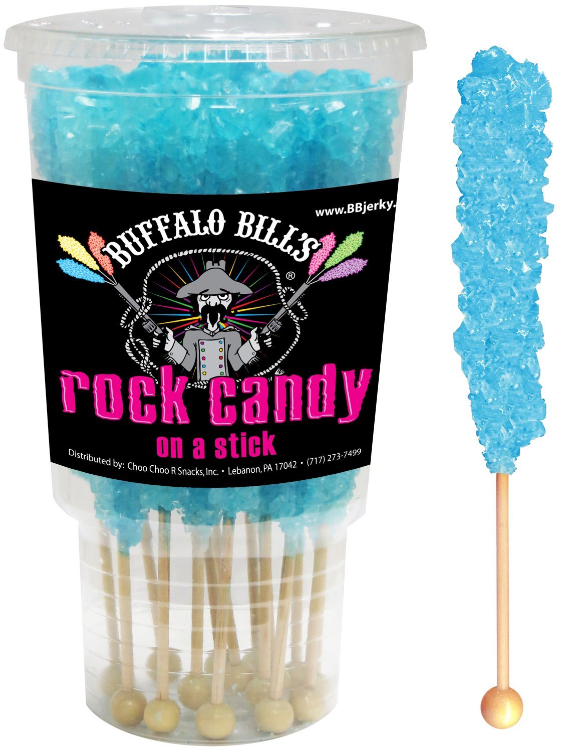 Buffalo Bills Light Blue Cotton Candy Rock Candy Sticks - 12 Count, Crystal Sugar Candy on a Stick for Parties, Gifts & Game Day Snacks