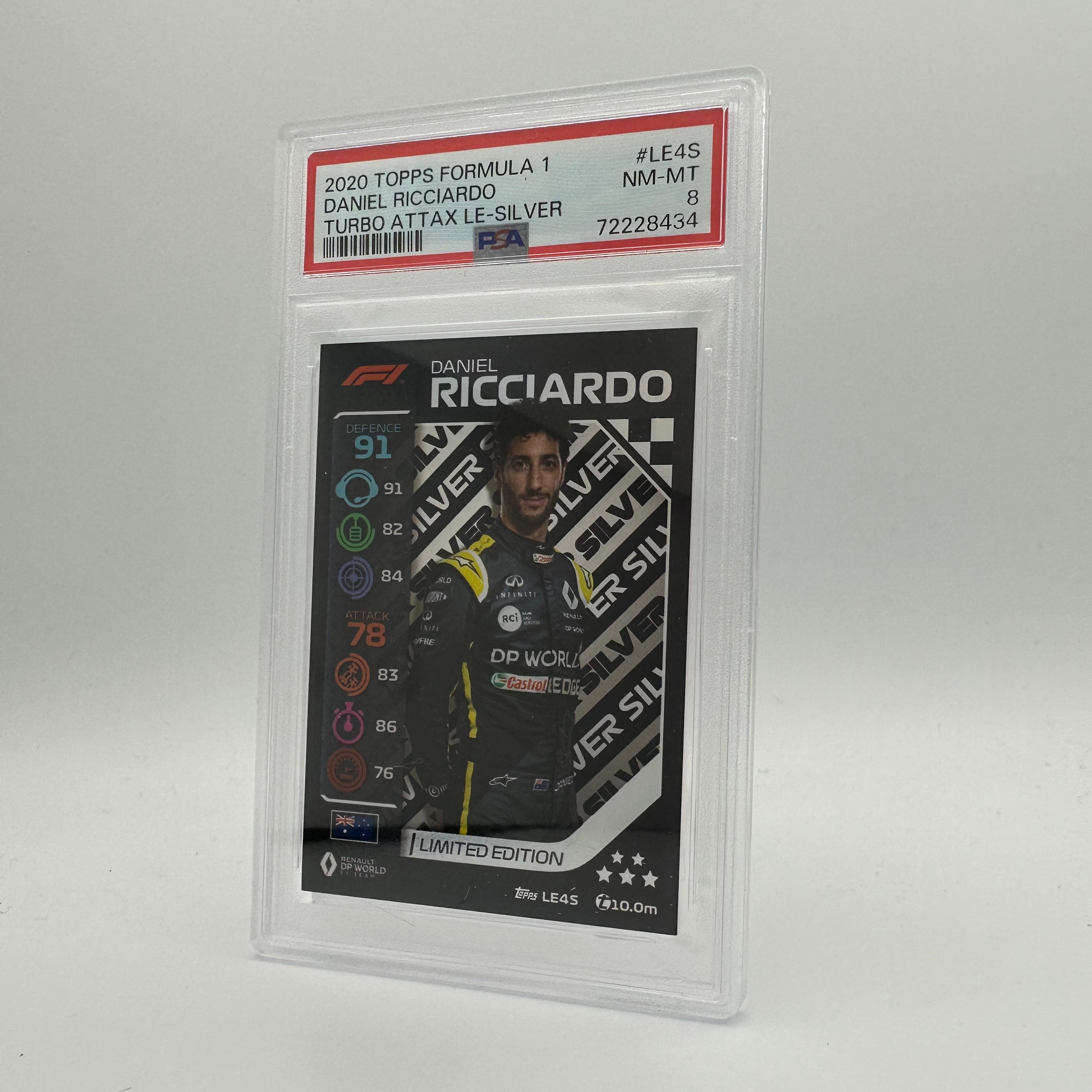 PSA 8 DANIEL RICCIARDO #LE4S LIMITED EDITION SILVER Trading Card - Perfect for Collectors, Sports Memorabilia Enthusiasts & Formula 1 Fans
