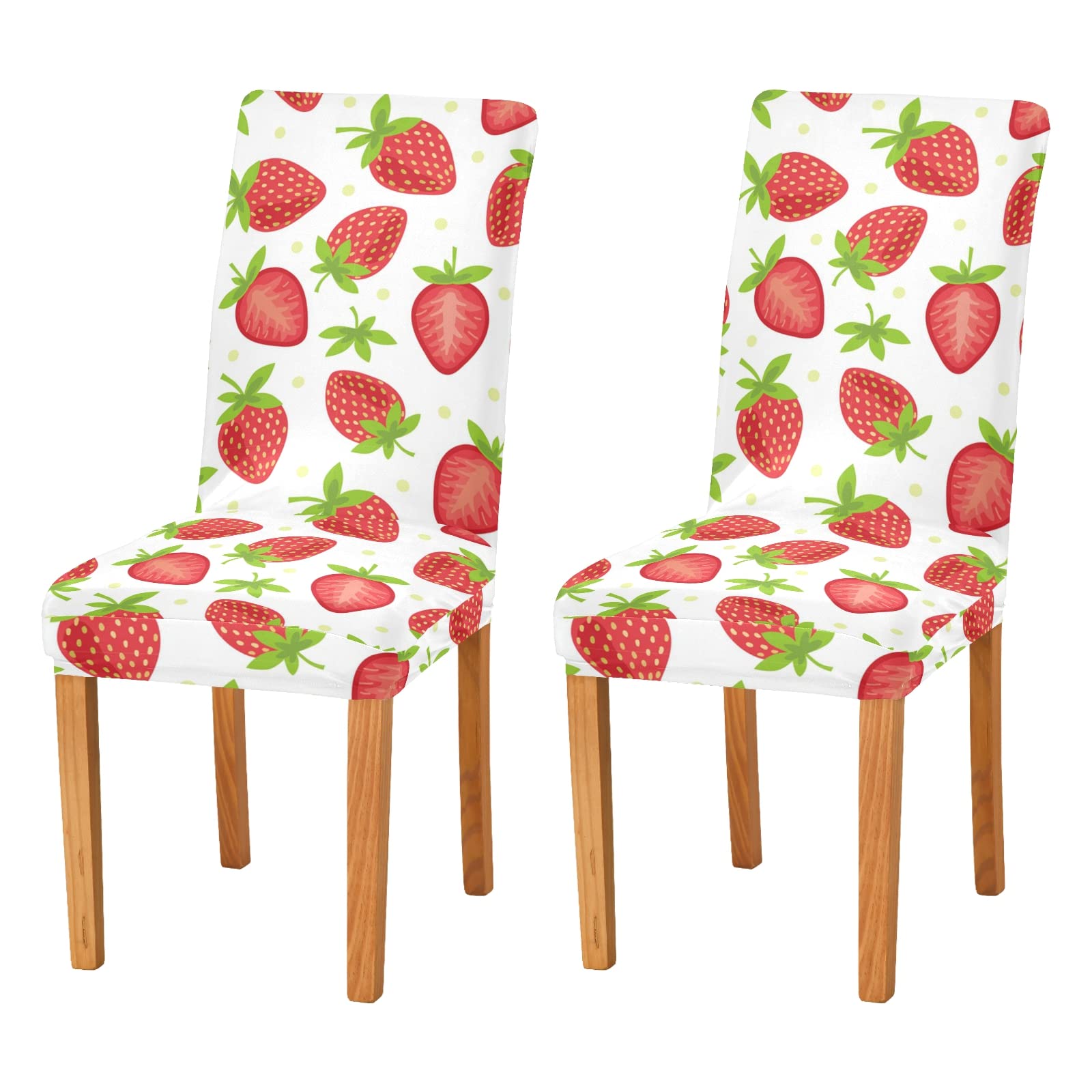 Strawberry Chair Covers Set of 4 - Stretchable Washable Dining Chair Slipcovers for Kitchen, Banquet & Party Decor | Perfect for Home, Wedding & Ceremony Decorations