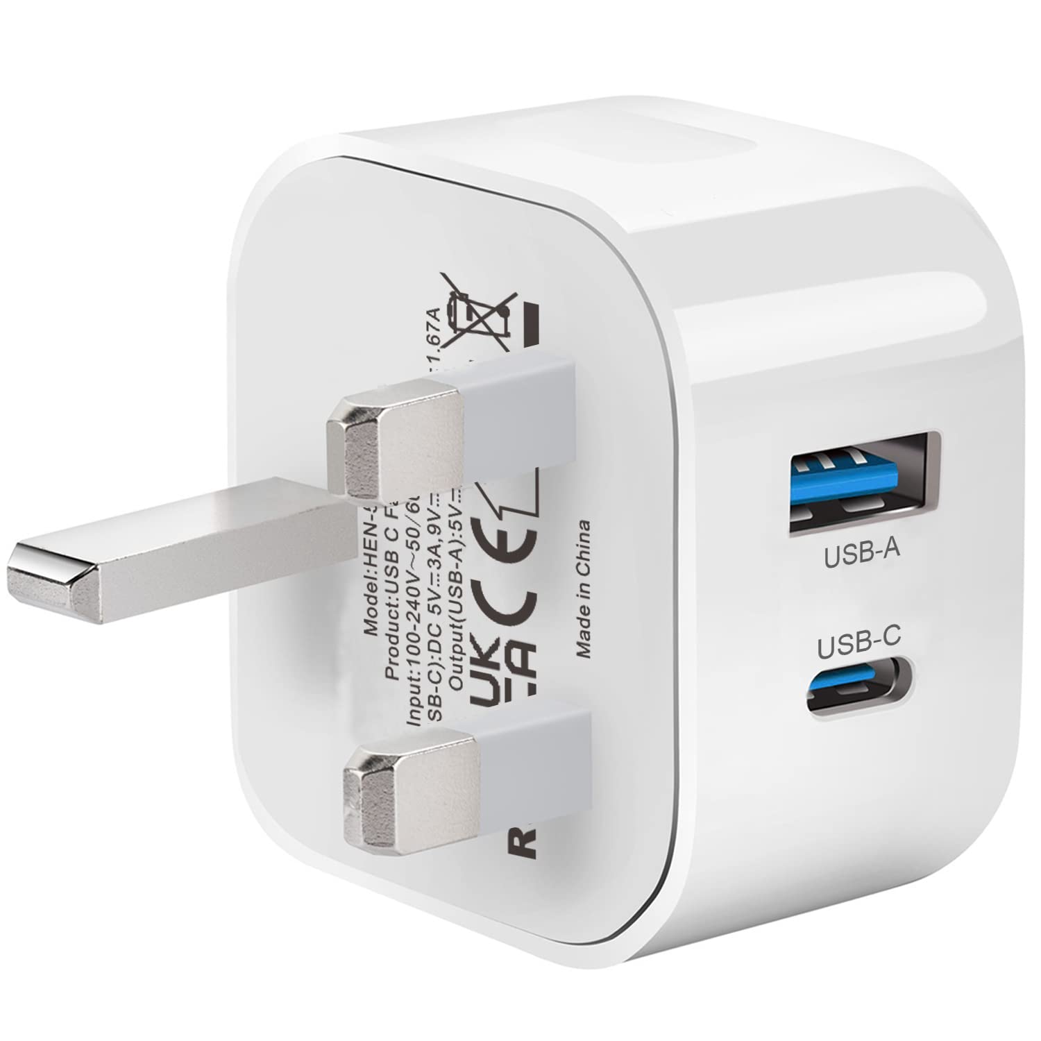 20W USB C Fast Charger Power Adapter - TEYASI UK Plug USB Type C Charger for iPhone 16/16 Pro/15/15 Pro/15 Plus/15 Pro Max/14/14 Pro/14 Pro Max/13/13 Pro/12/11 & iPad - Perfect for Home, Office & Travel Fast Charging