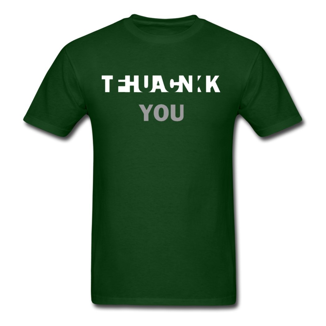 Forest Green Men's T-Shirt - Medium Size | Funny 'Thank You Fuck You' Graphic Tee | Casual Streetwear for Everyday Wear & Gifts
