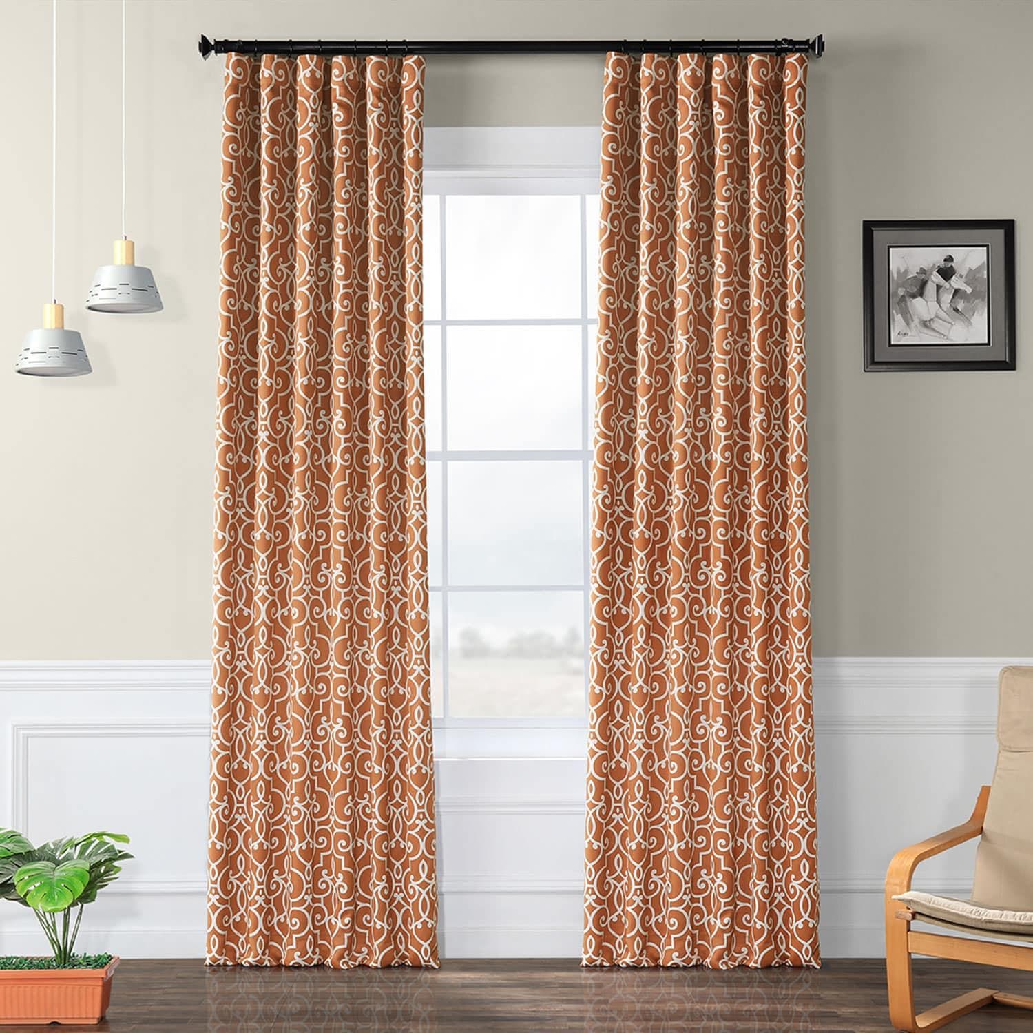 Stylish Rust Geometric Blackout Curtains for Bedroom & Living Room - Modern Window Treatment for Light Blocking & Privacy