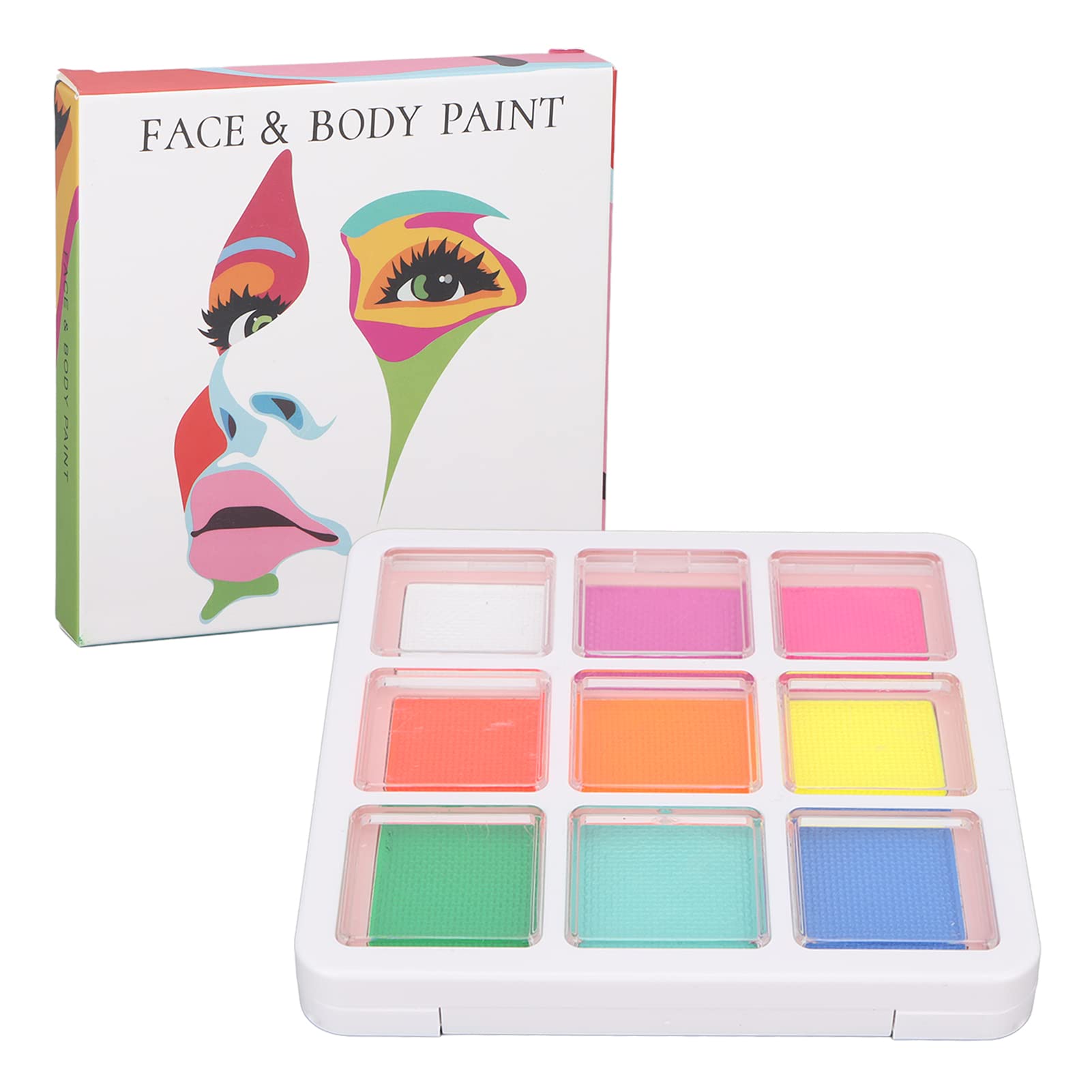 9-Color Face & Body Paint Palette - 27g Food-Grade, Non-Toxic, Fast-Drying | Vibrant Colors for Halloween, Cosplay, Face Painting & Body Art