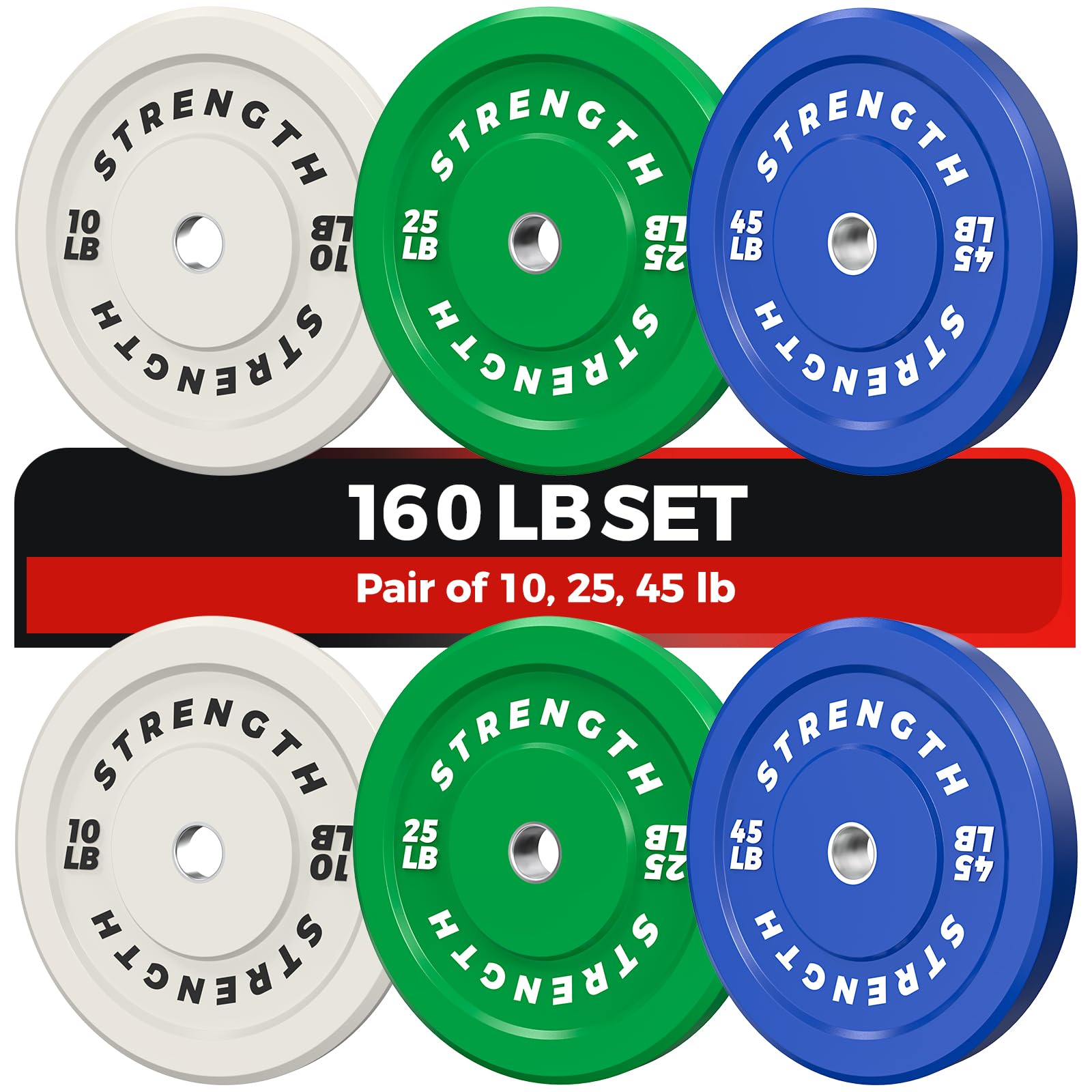 Premium Color-Coded Rubber Bumper Plates Set - 2 Inch Olympic Weight Plates for Home Gym, CrossFit & Strength Training - Perfect for Powerlifting, Weightlifting & Functional Fitness Workouts
