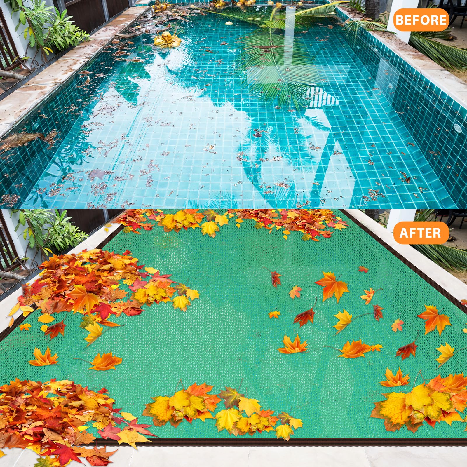 **20 x 40ft Heavy-Duty Rectangle Mesh Pool Cover for Inground Pools – Reinforced Edge Rope & Durable Leaf Net – Keeps Leaves & Debris Out – Ideal for Autumn, Winter & Summer Pool Protection**    *(Perfect for Seasonal Pool Maintenance, Safety & Cleanliness – Reduces Cleaning Time & Extends Pool Life!)*