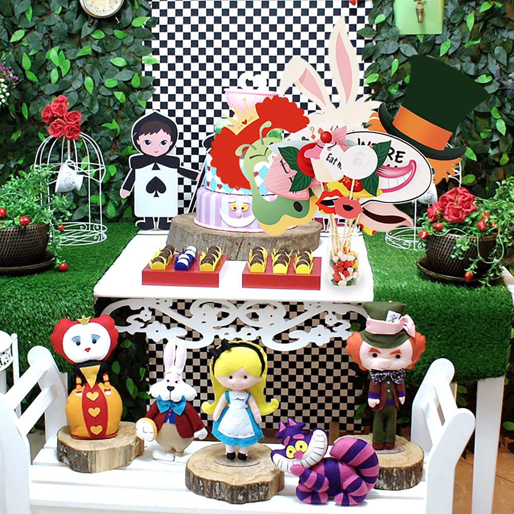 40pcs Alice in Wonderland Photo Booth Props & Party Decorations Set - Mad Hatter Tea Party Supplies for Wonderland Themed Birthday, Baby Shower & Costume Events