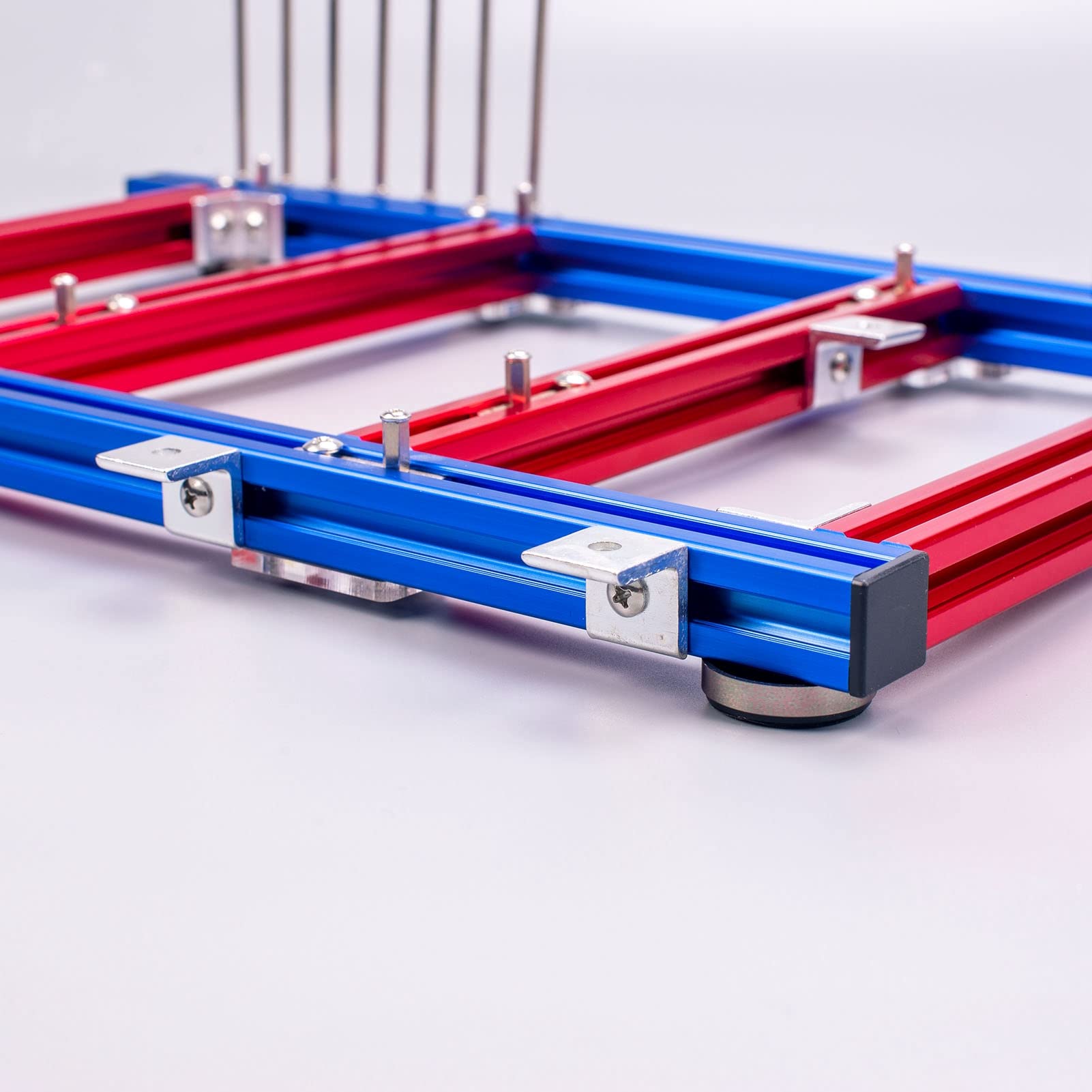 ATX Open Air PC Case Bracket - Aluminum Alloy DIY Computer Chassis Frame with 4 PCI Slots & Excellent Heat Dissipation (Blue/Red) - Perfect for Home Gaming Rigs, Mining Rigs & PC Builders