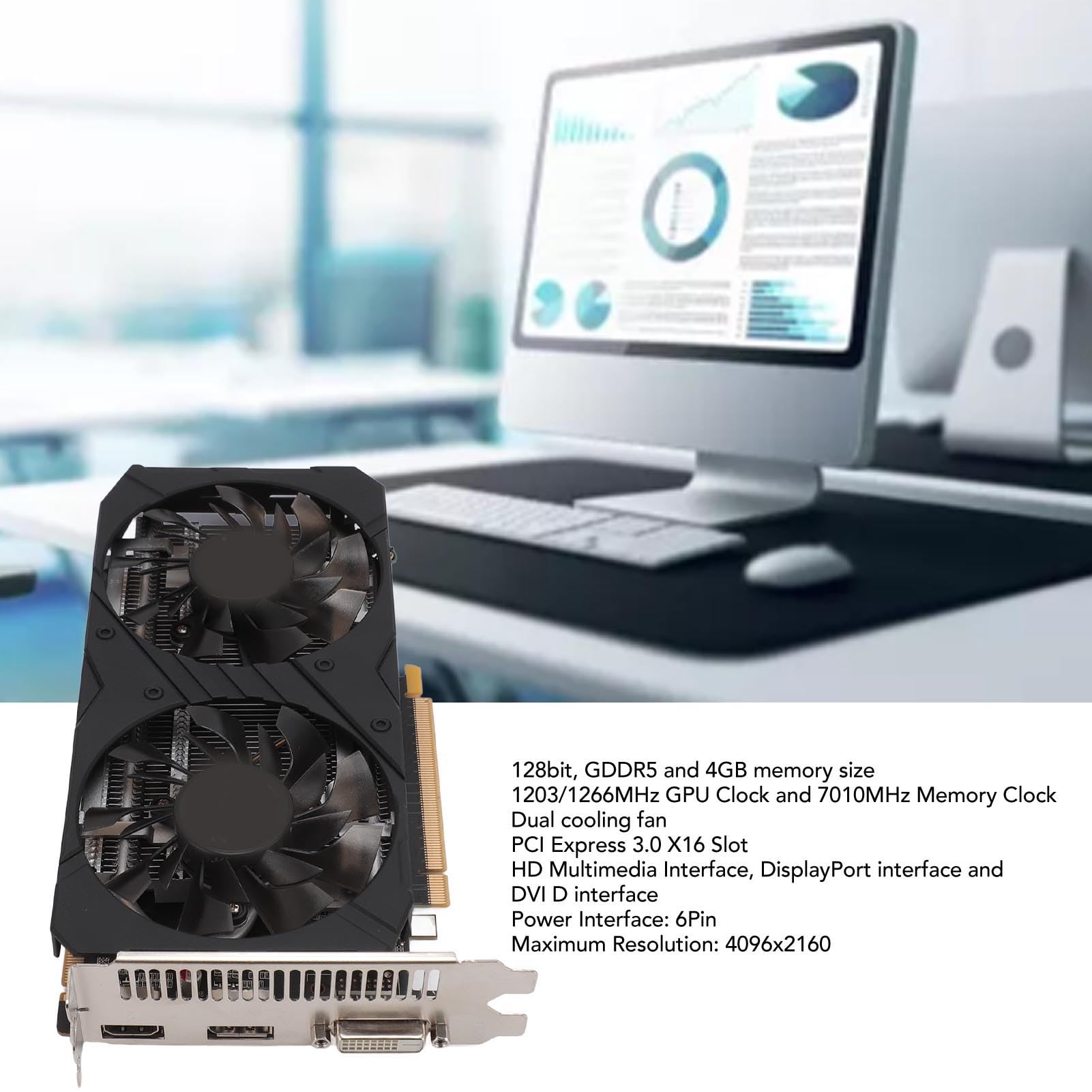 SHYEKYO GTX 960 4GB GDDR5 Graphics Card - 1266MHz Core Clock, 7010MHz Memory Speed, PCI Express 3.0 x16 - High Performance Desktop GPU for Gaming, Video Editing & 3D Rendering