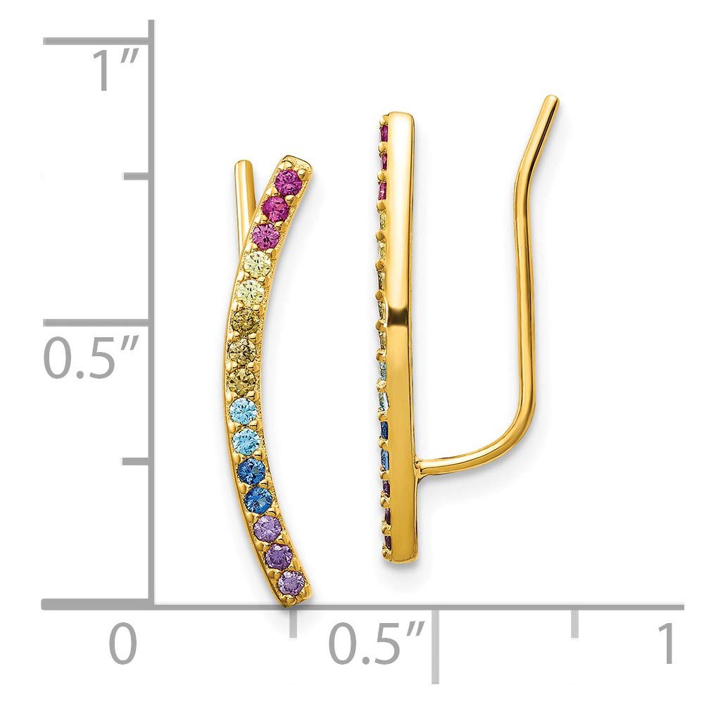 14K Gold Plated 925 Sterling Silver Cubic Zirconia Ear Climber Earrings for Women | Trendy Hoop Earrings for Daily Wear, Parties & Special Occasions | Elegant Gift for Her
