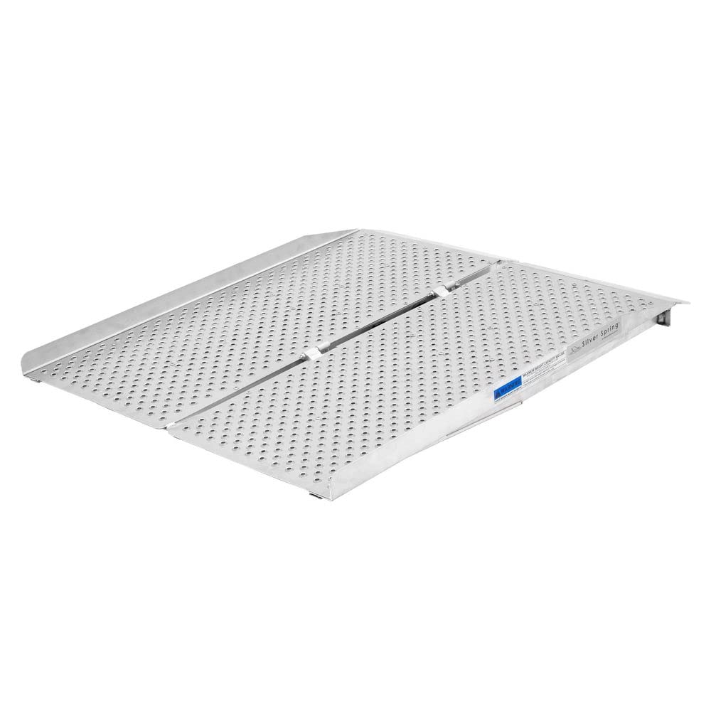 Silver Spring 3-Foot Lightweight Aluminum Single Fold Wheelchair Ramp - Portable Access Solution for Homes, Vehicles & Mobility Needs