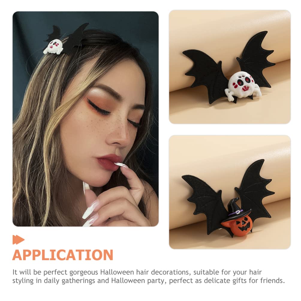 4pcs Halloween Bat Hair Clips for Girls - Gothic Hair Barrettes & Bat Wing Hair Accessories for Costume Parties, Cosplay & Spooky Events
