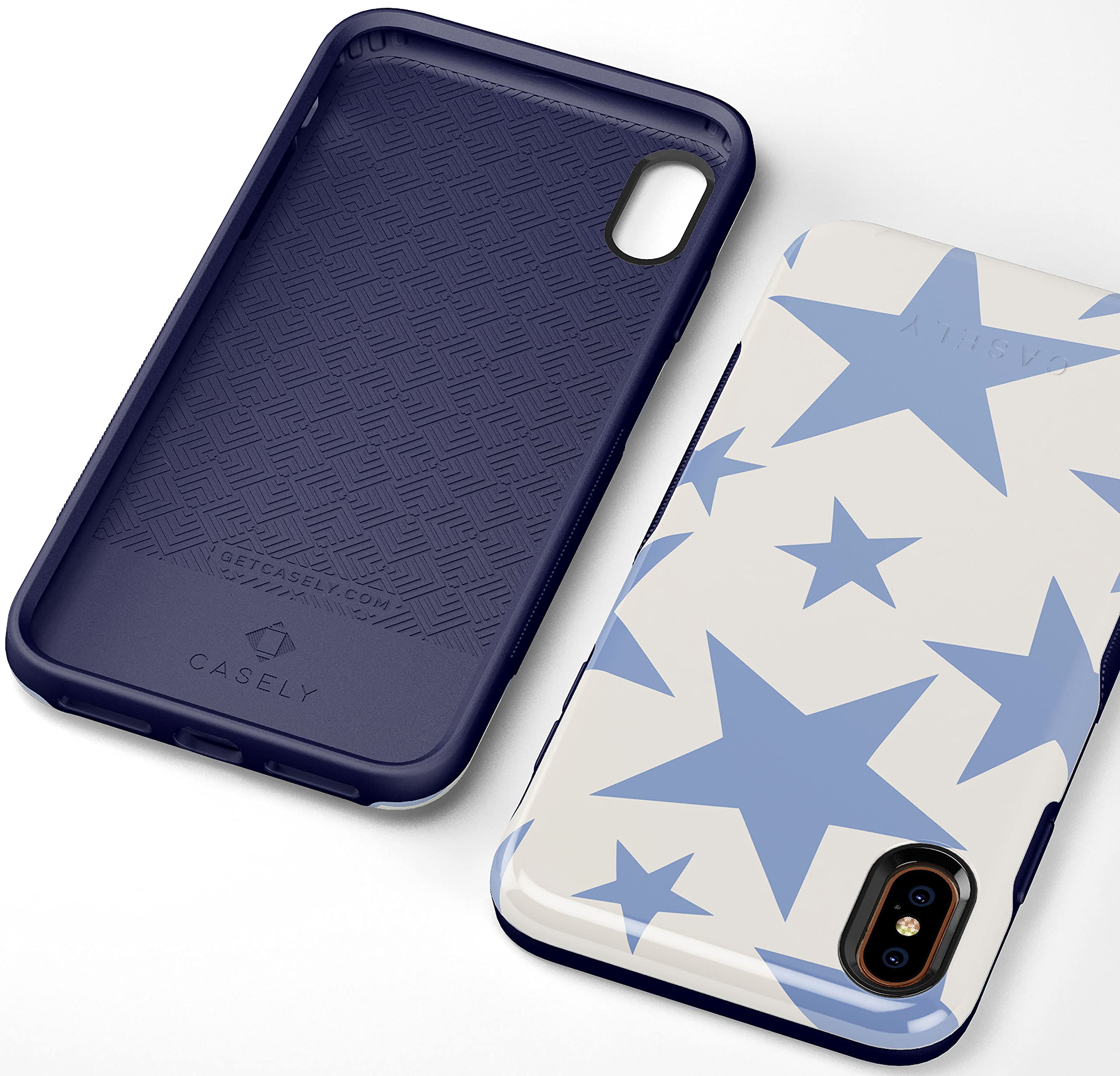 Casely iPhone Xs Max Case - Stars Align Design | Blue & White Star Pattern Protective Cover | Slim Fit Shockproof Phone Case for Everyday Use & Travel Protection