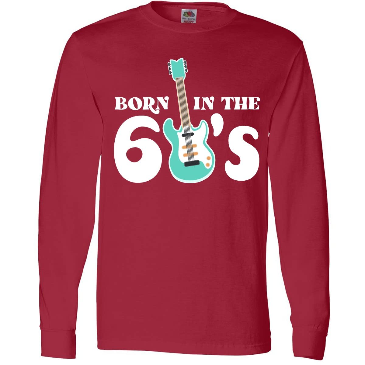 Vintage 1960s Blue Electric Guitar Graphic Long Sleeve T-Shirt | Retro Music Lover Tee | Perfect for Concerts, Parties & Casual Wear