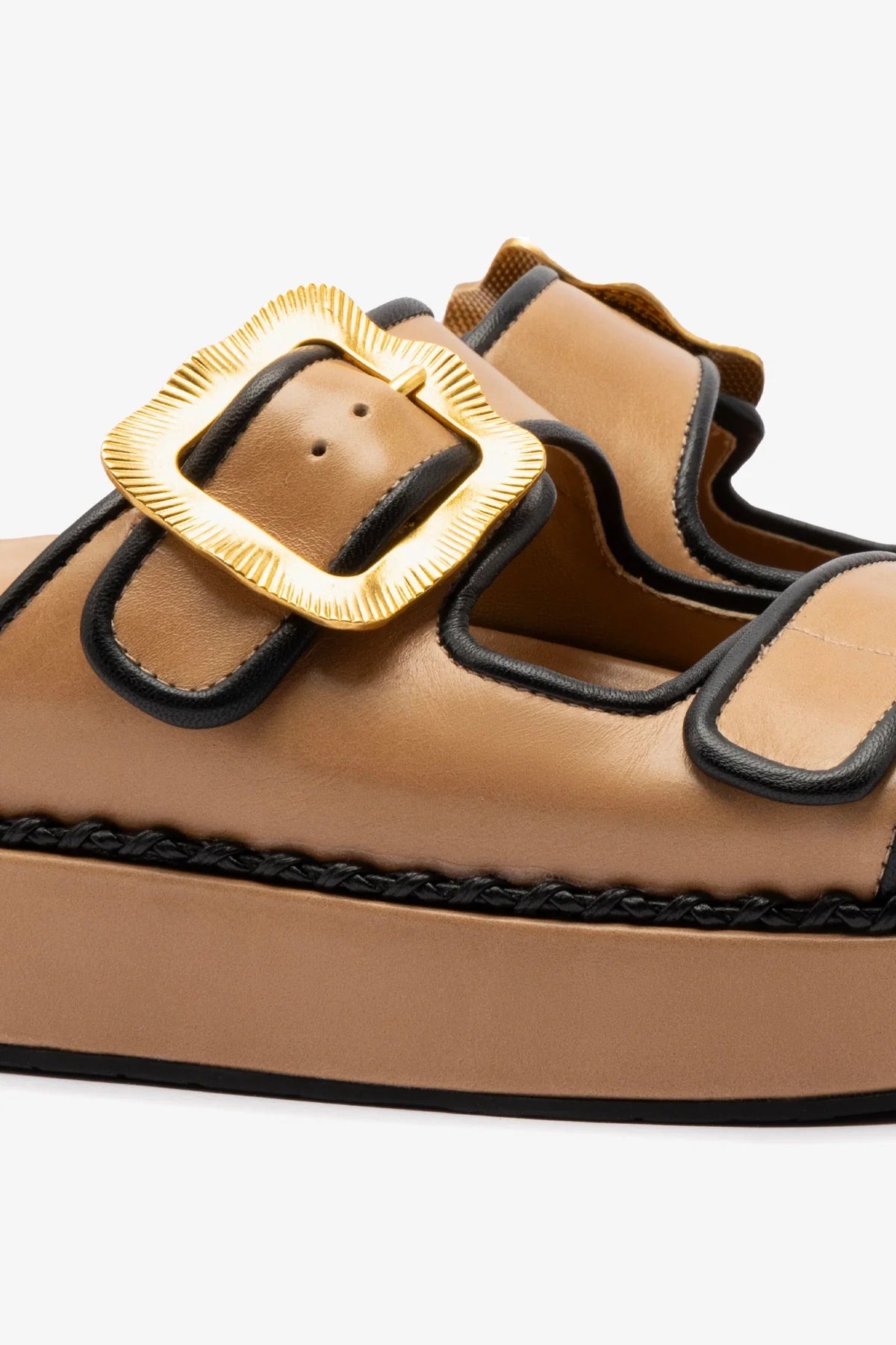 Premium Hazelnut Leather Maui Slide Sandals with Black Trimming - Comfortable & Stylish for Beach, Vacation, and Summer Outfits