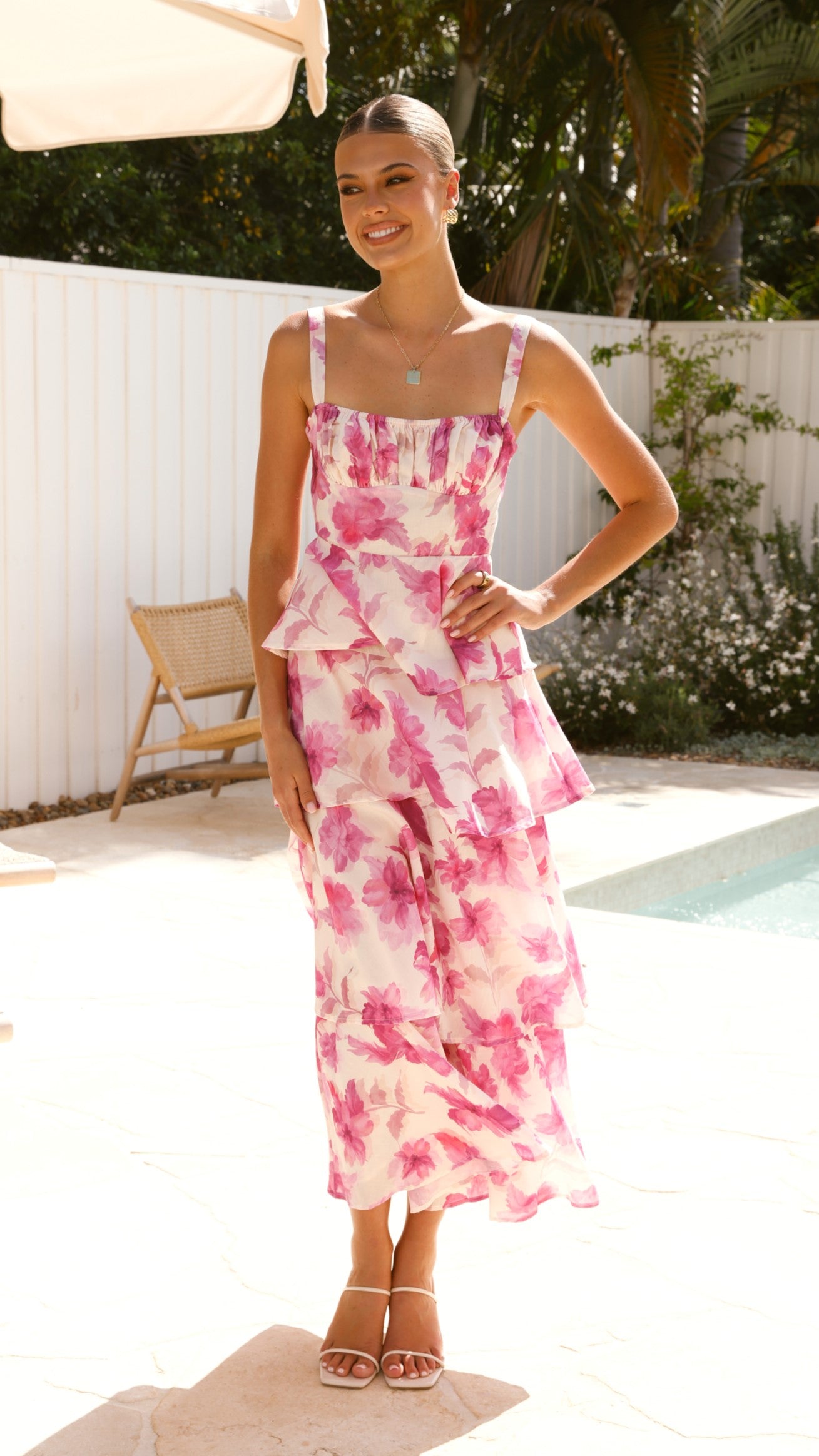 Indi Maxi Dress - Pink Floral Print Long Summer Dress for Women, Boho Chic Beachwear & Vacation Outfit