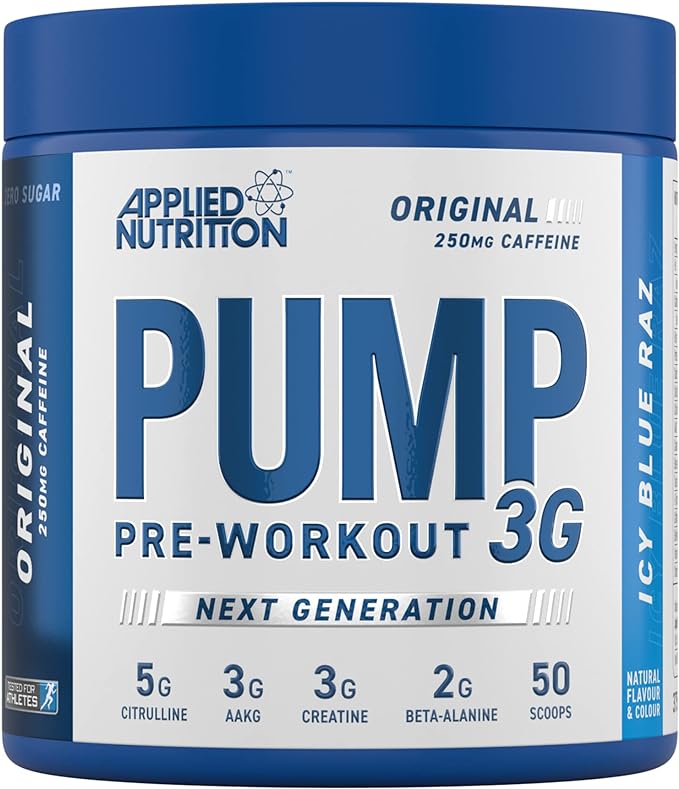 Applied Nutrition PUMP 3G Pre Workout Powder 375g - Caffeine Boost for Enhanced Focus, Energy & Gym Performance | Pre-Workout Supplement for Men & Women | Ideal for Weightlifting, CrossFit & Bodybuilding