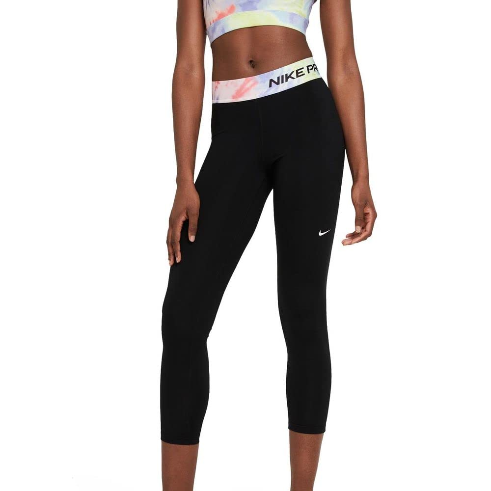 Nike Pro 365 Women's High-Rise 7/8 Yoga Leggings - Black Tie Dye Print - X-Large - Moisture Wicking & Stretchy Workout Pants for Running, Gym & Lounge Wear