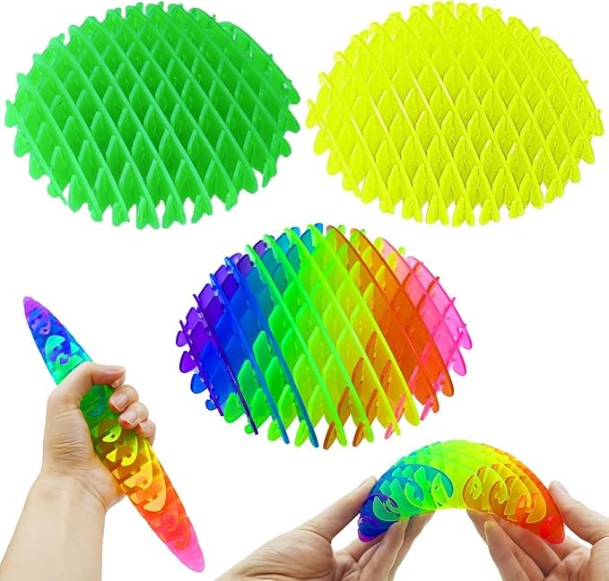 3 Packs Fidget Worm Toy - Stress Relief Sensory Toys for Kids & Adults, 3D Printed Elastic Worm Squeeze Toys for Anxiety Relief, Desk Fidget Toys for Office & Classroom Use - Perfect for ADHD, Autism & Focus Aid