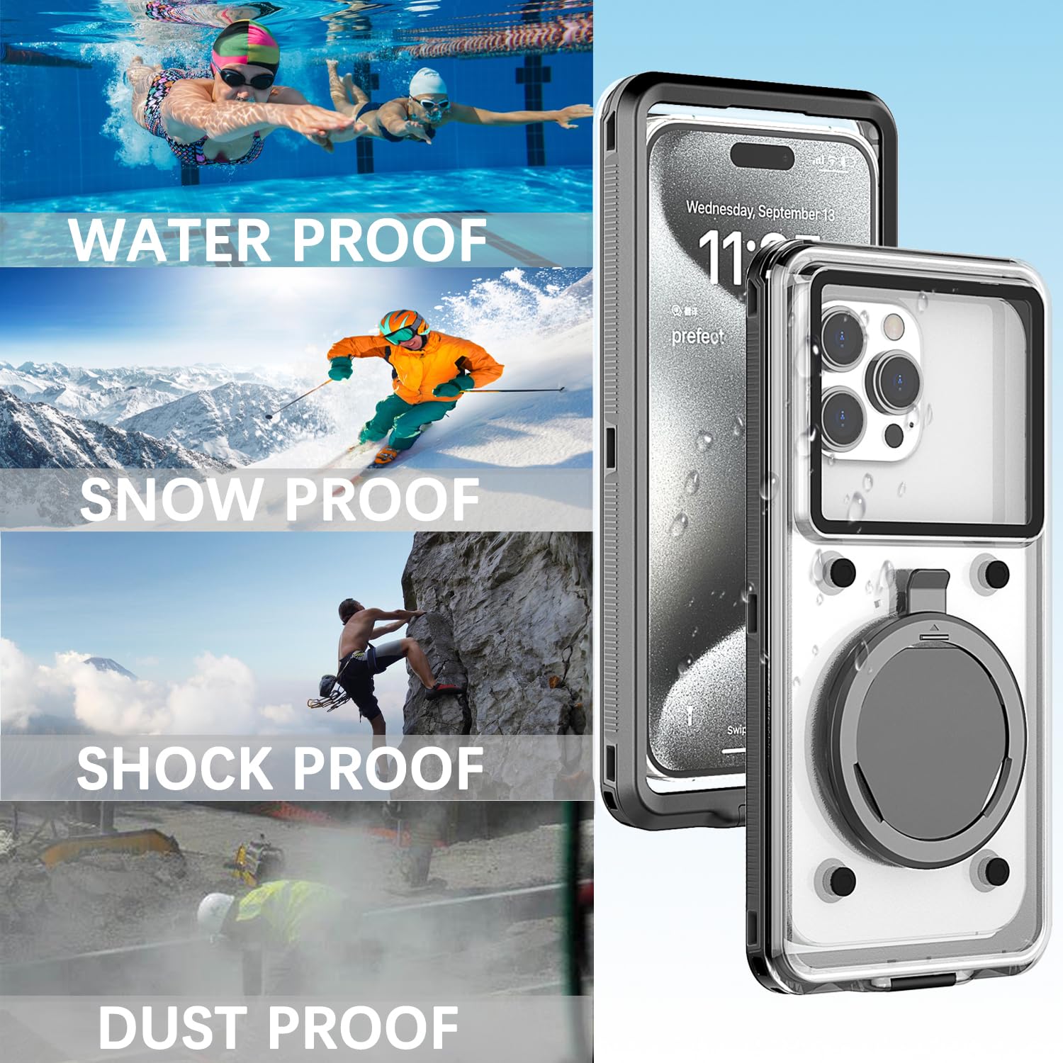 **Waterproof Phone Case for iPhone 15/14/13/12/11 Pro Max/XR/XS/X & Samsung Galaxy S24/S23/S22/S21 – Professional Underwater Snorkeling & Scuba Diving Protection – Capture HD Photos & Videos – Ideal for Beach, Pool, and Water Sports (Black)**