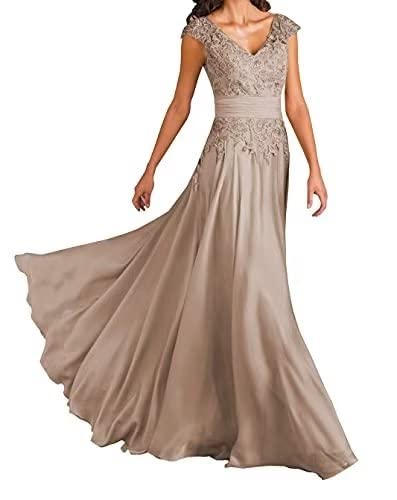 Elegant Short Sleeve Mother of The Bride Dress - Lace V-Neck Chiffon Formal Evening Gown for Wedding Guest, Party & Special Occasions | Comfortable & Stylish Mother's Day Gift