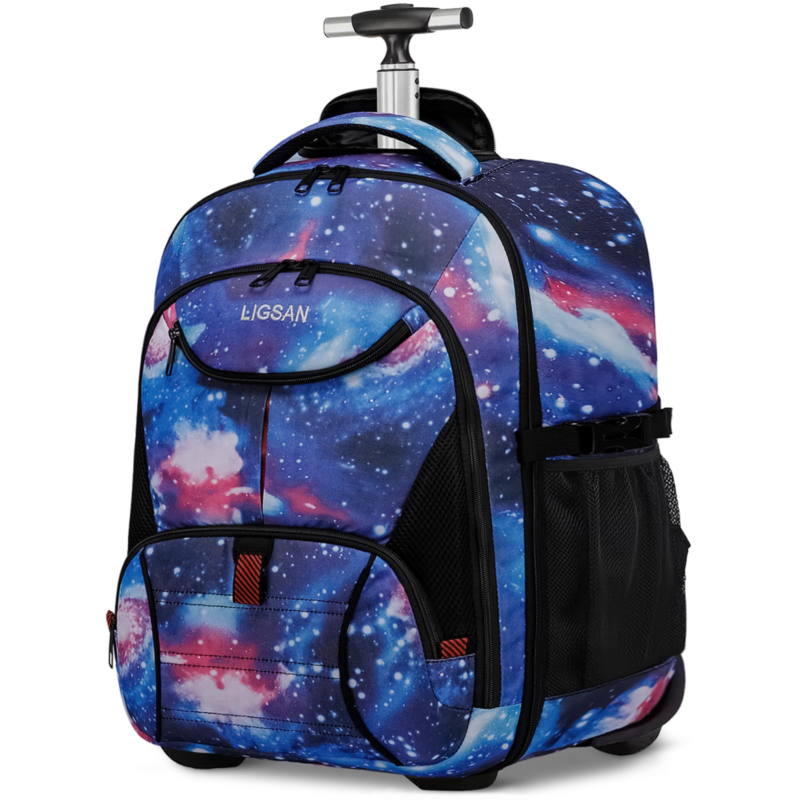 17 Inch Wheeled Laptop Backpack for College - Water Resistant Rolling School Backpack with Wheels, Large Roller Bookbag for Travel, Hiking & Carry On Luggage - Galaxy Blue | Perfect for Students, Business Trips & Outdoor Adventures