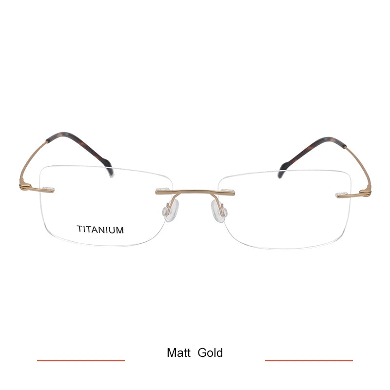 Brightzone Unisex Rimless Rectangle Titanium Eyeglasses Frame 71608 - Lightweight & Durable for Work, Reading & Everyday Wear