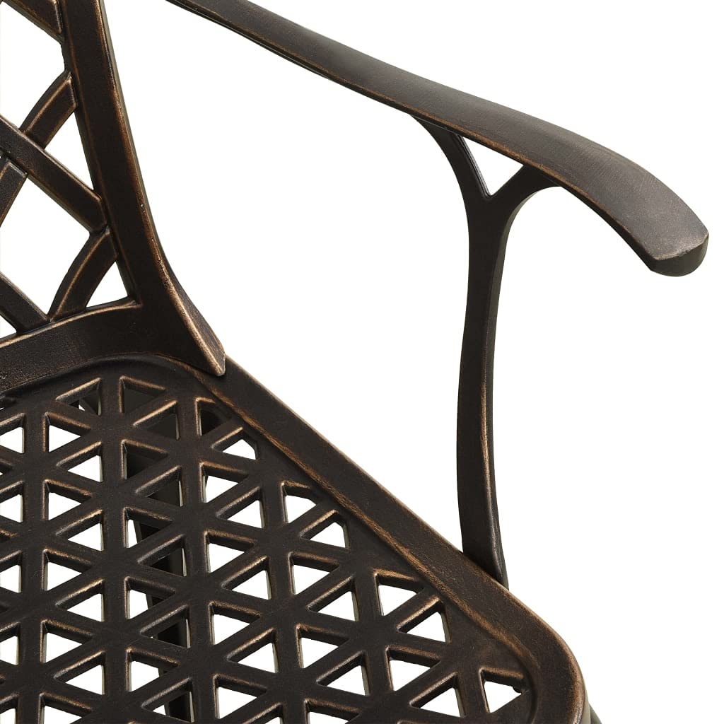Antique Bronze 3-Piece Aluminum Bistro Set - Outdoor Patio Table & Chairs with Umbrella Hole - Durable Cast Aluminum Furniture for Garden, Balcony, Backyard & Poolside Dining