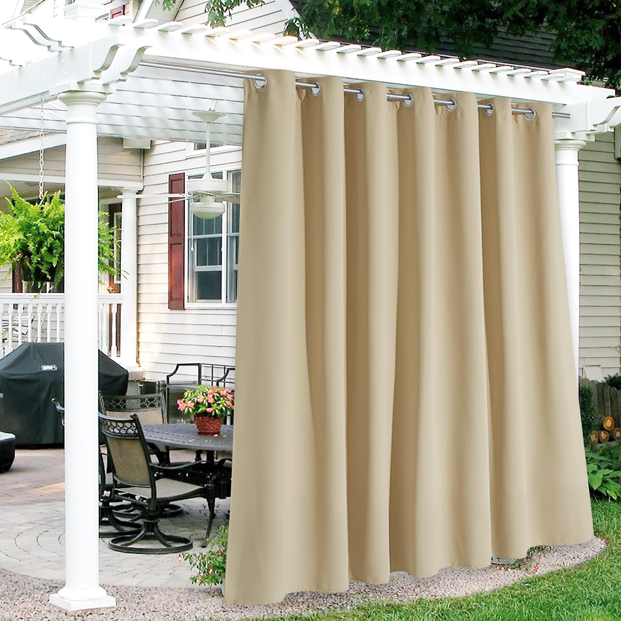RYB HOME Blackout Curtains for Bedroom - Thermal Insulated Room Darkening Drapes with Sheer Panels, Noise Reducing Window Treatments for Living Room & Nursery (2-Piece Set) - Perfect for Shift Workers & Light Sleepers