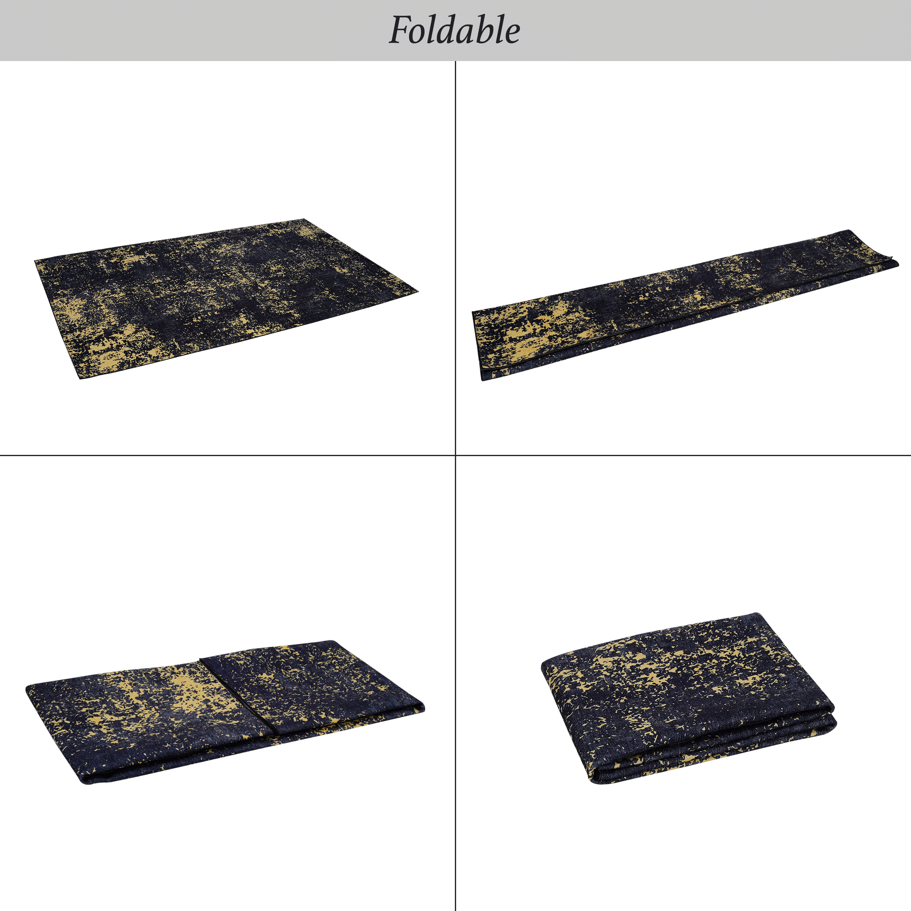DTY Signature 8x10 Washable Low Pile Non-Slip Non-Shedding Foldable Area Rug - Kid & Pet Friendly - Perfect for Living Room, Bedroom, Kitchen (Black/Gold, 8' x 10') - Adds Comfort & Style to Your Home Decor