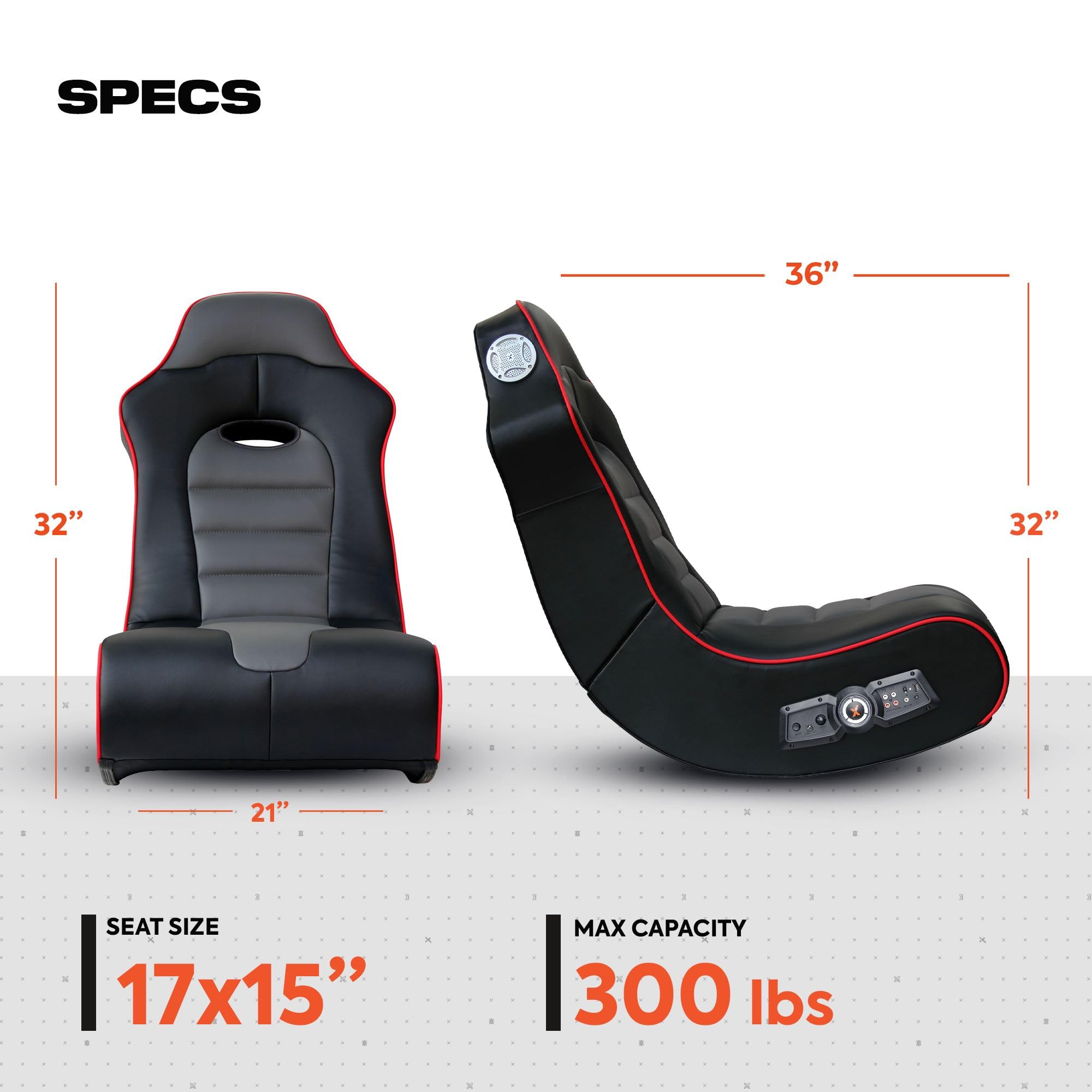 X Rocker Video Gaming Floor Rocker Chair with Built-in Speakers - Foldable Ergonomic Gaming Chair for Kids & Teens Ages 5-17 - Perfect for Bedroom, Game Room or Living Room Gaming Setup - Great Gift for Boys & Girls Gamers