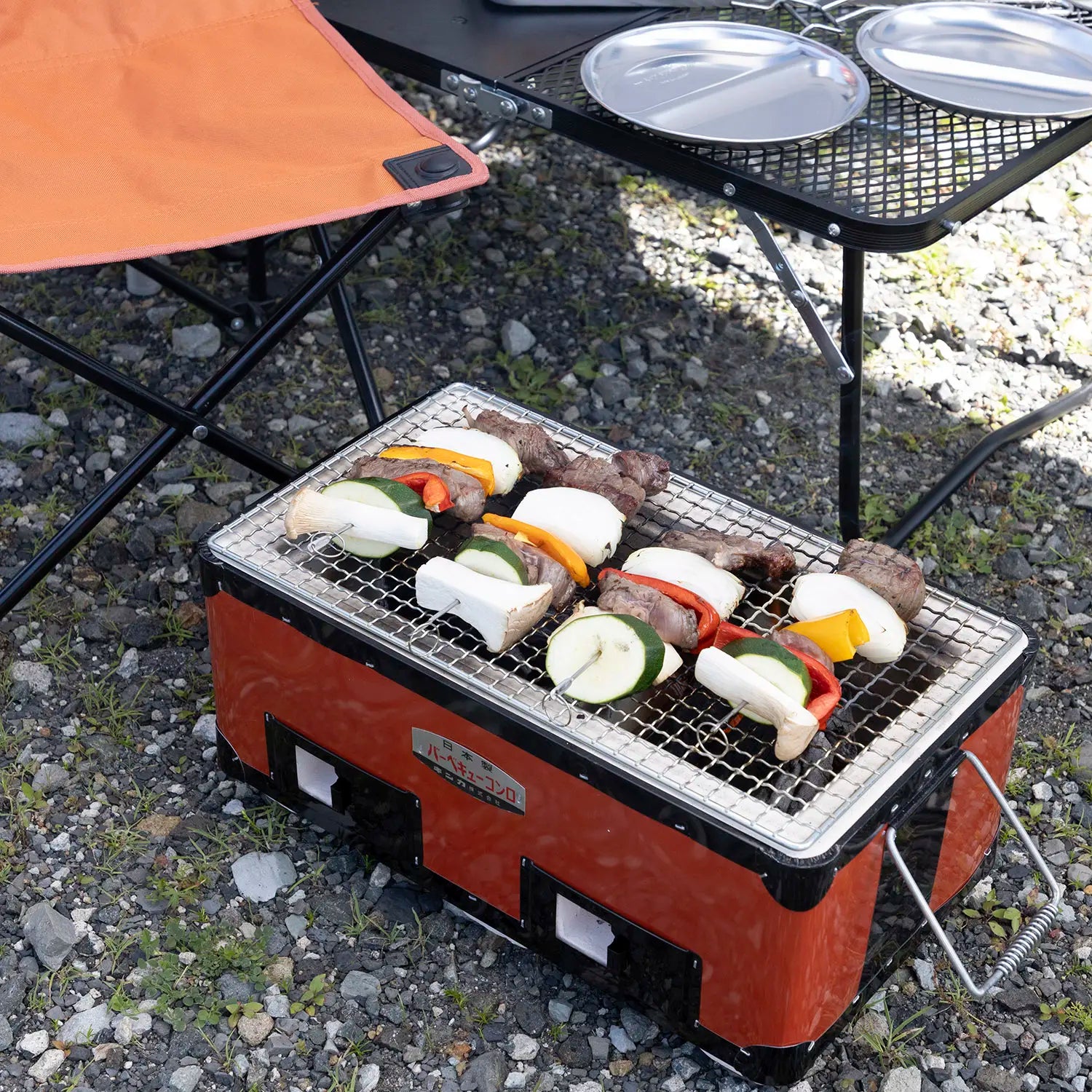 Premium Kinka Rectangular Charcoal Konro Grill - Japanese Style BBQ Grill for Outdoor Cooking, Backyard Parties & Camping | Durable Porcelain Enamel Steel Construction