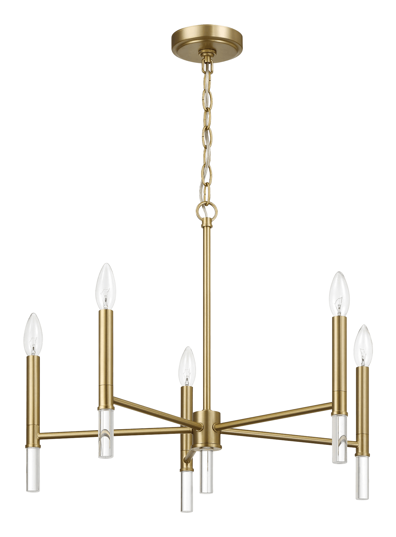 Golden Brass 5-Light Candle Chandelier - 24