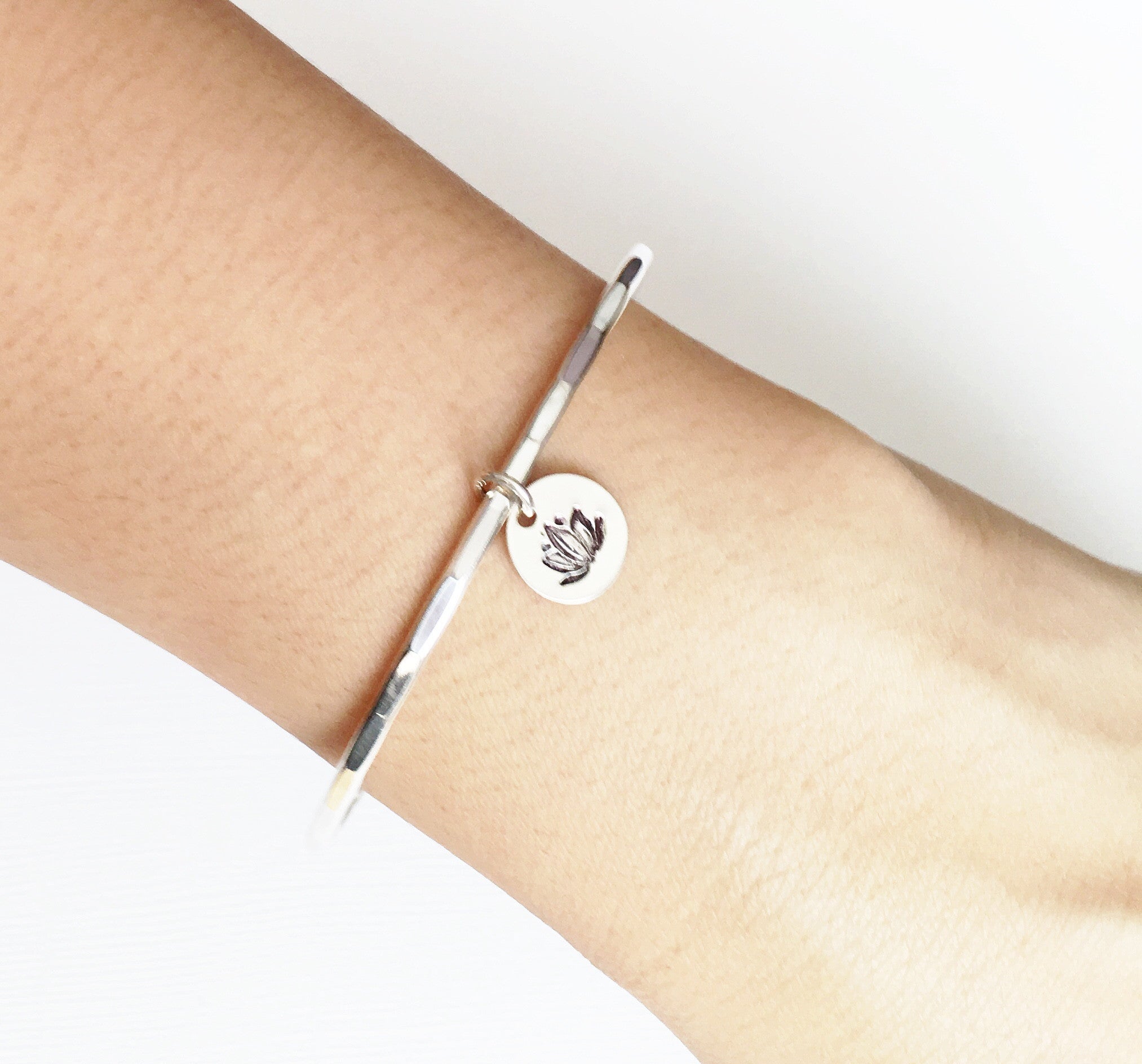 Bangle Haley Lotus Charm Bracelet (B274) - Elegant Boho Jewelry for Women, Perfect for Festivals, Parties & Everyday Wear