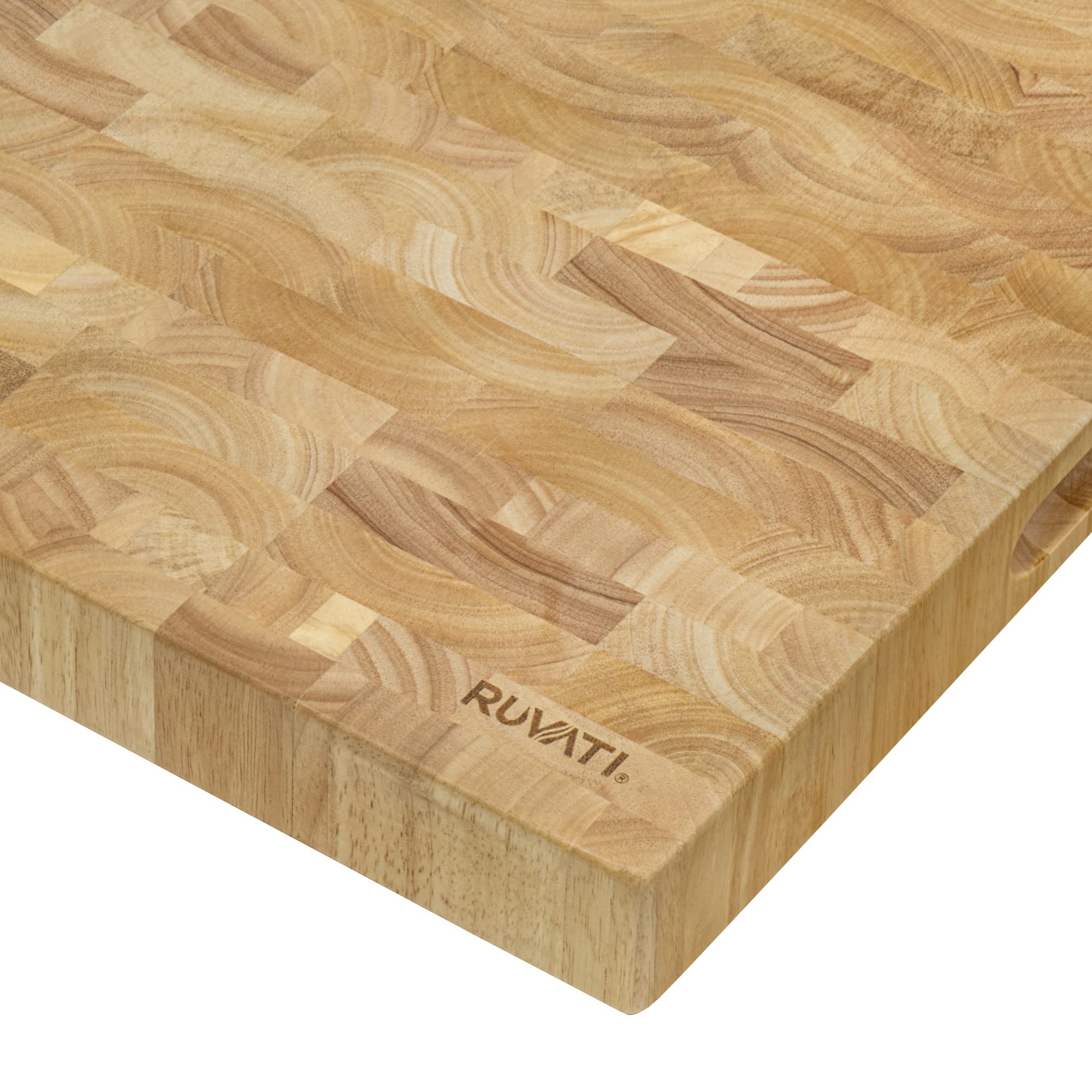 Ruvati 17 x 16 x 2 Inch Thick End-Grain French Oak Butcher Block Cutting Board - Large Solid Wood Chopping Board for Kitchen, Meat, Vegetables - RVA2445OAK - Perfect for Food Prep, Charcuterie & Entertaining