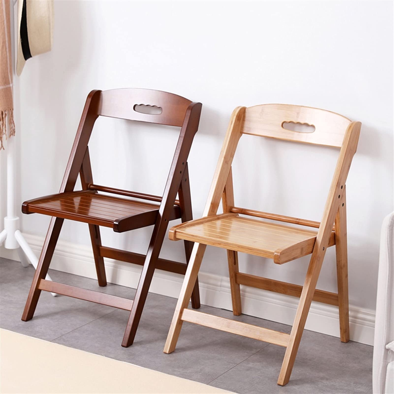 Solid Wood Dining Chair - Foldable & Portable European-Style Back Chair for Home, Office, Computer Desk - Brown Wooden Seat for Kitchen, Dining Room, Study, or Workspace