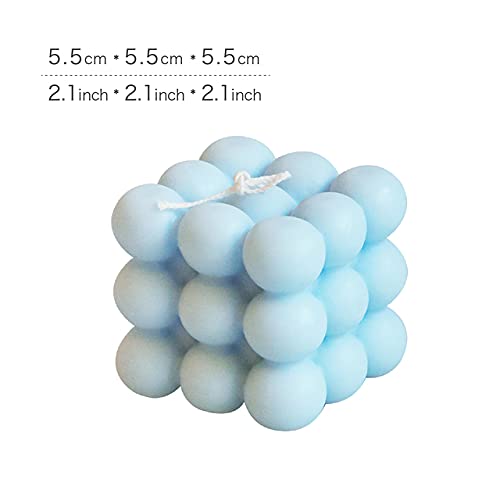 Soy Wax Aromatherapy Candle - Small Blue Bubble Cube Scented Candle for Relaxation, Birthday Gift, Home Decor & Spa Use - 1PC
