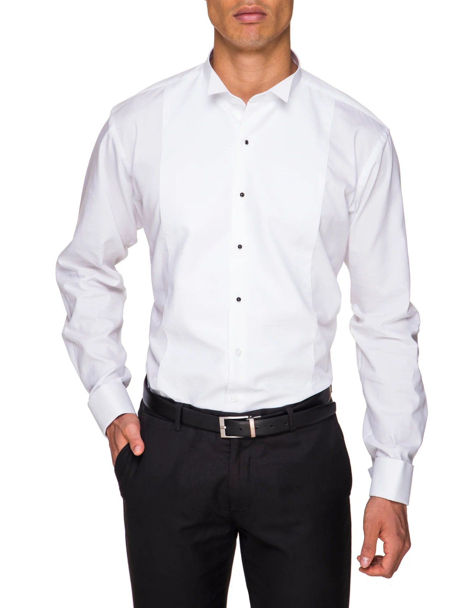 ABELARD Marcella Stud Wing Dinner Shirt for Men - Double Cuff Classic Fit Formal White Shirt | Perfect for Weddings, Parties & Black Tie Events