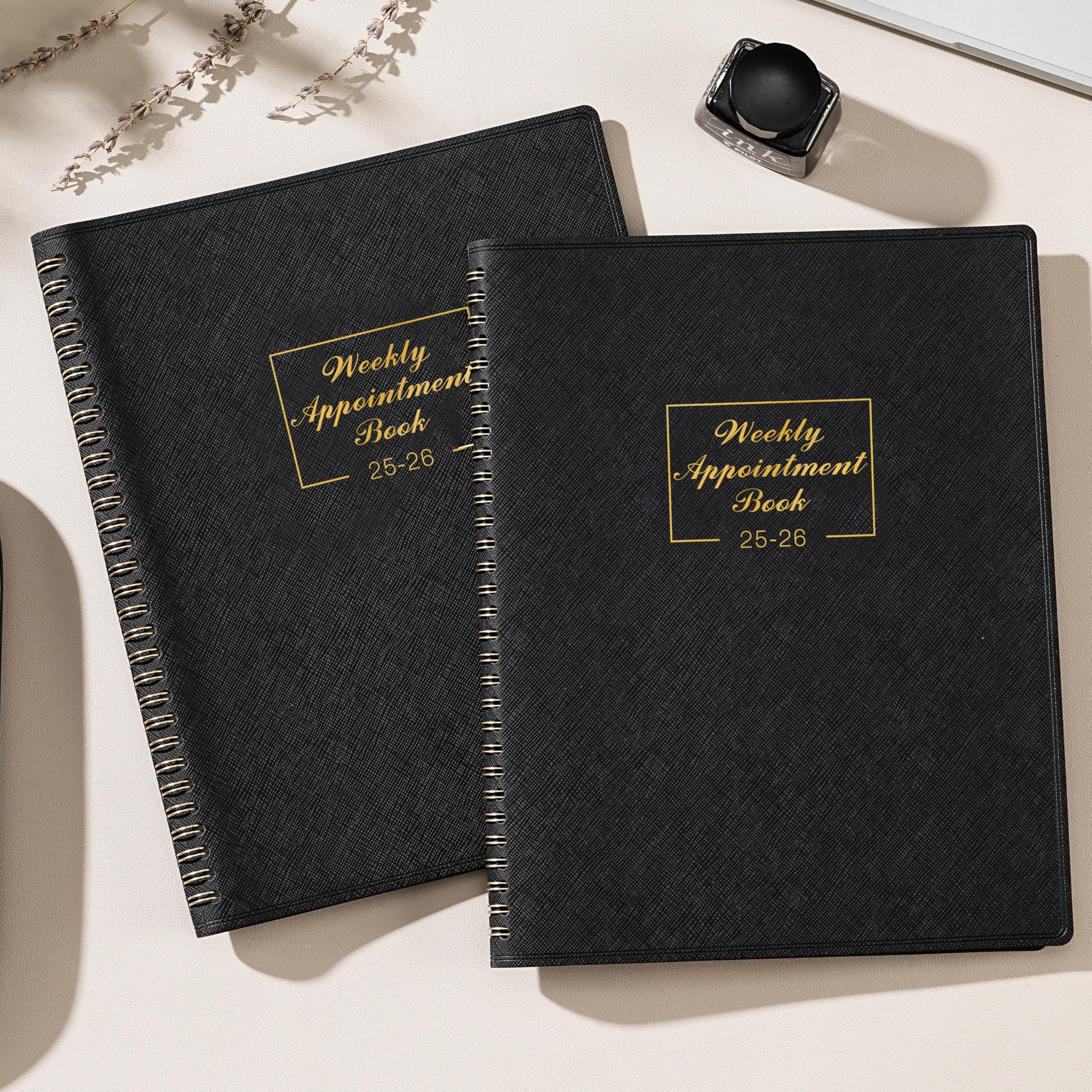 2025-2026 Appointment Planner - A4 Weekly Hourly Organizer with 15-Minute Intervals, Soft Leather Cover (21.8 x 29 cm) - Perfect for Business Professionals, Students & Personal Scheduling - Black Work Diary & Time Management Tool