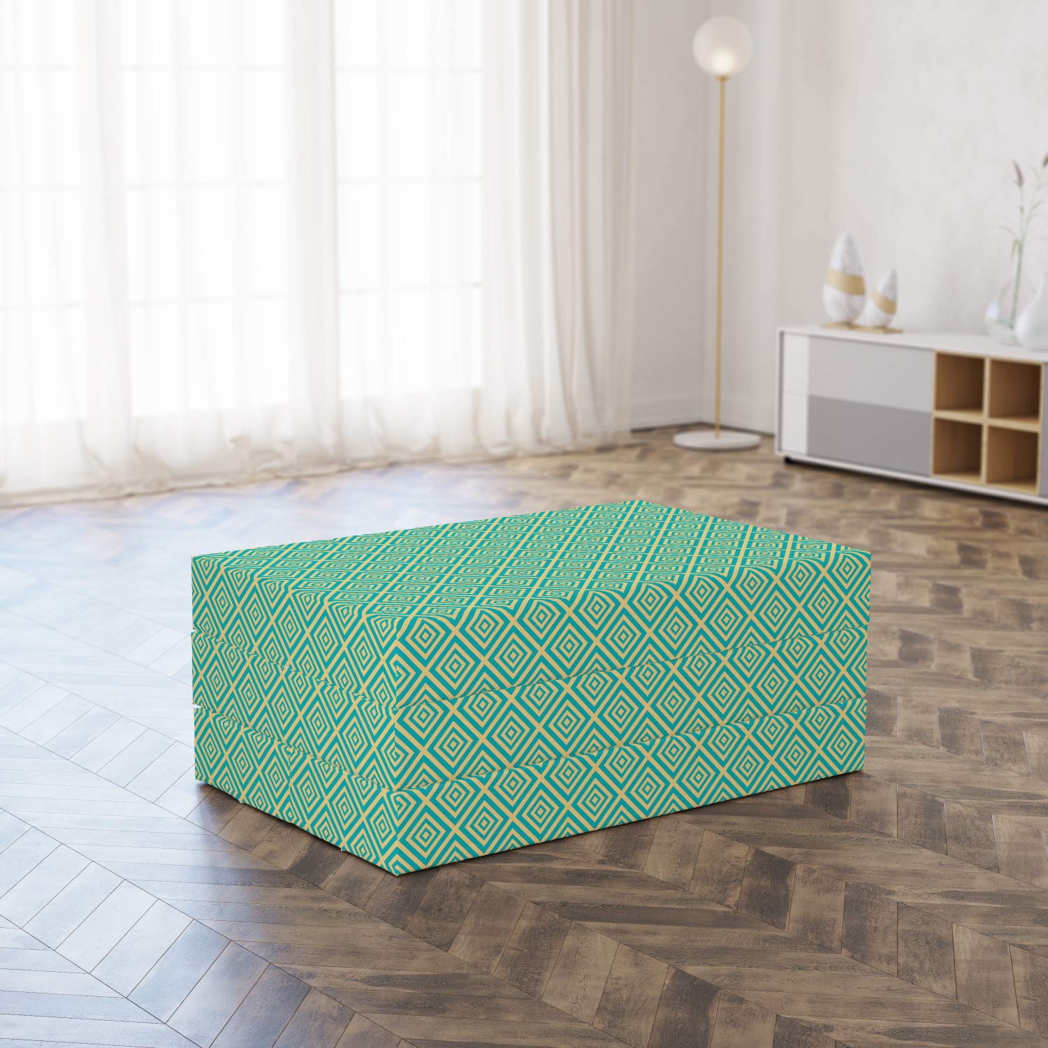Ambesonne Art Deco Foldable Mattress - Geometric Contemporary Design, 74.8